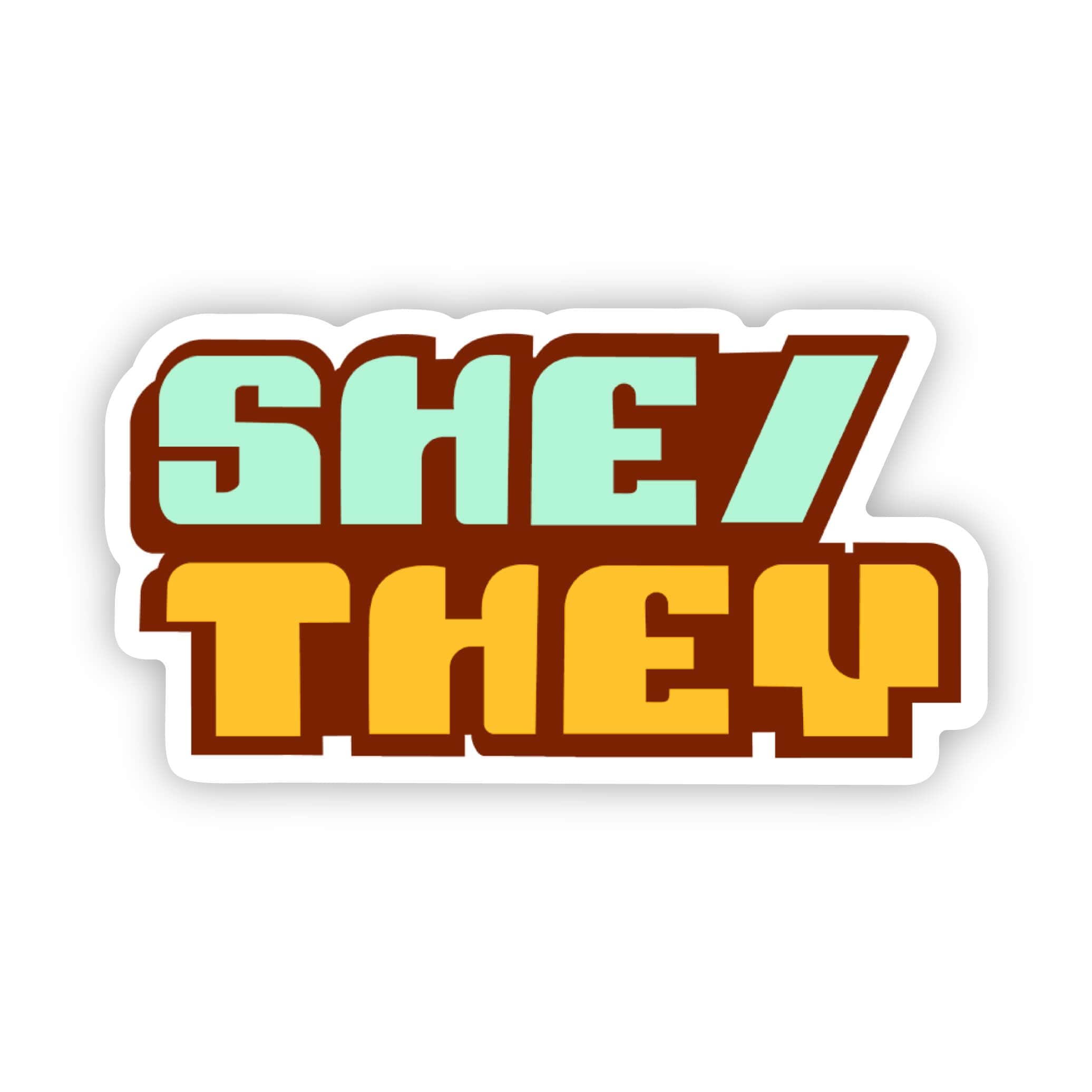  She They Retro Pronouns LGBTQ Pride Sticker、mySite、elrpsem3k