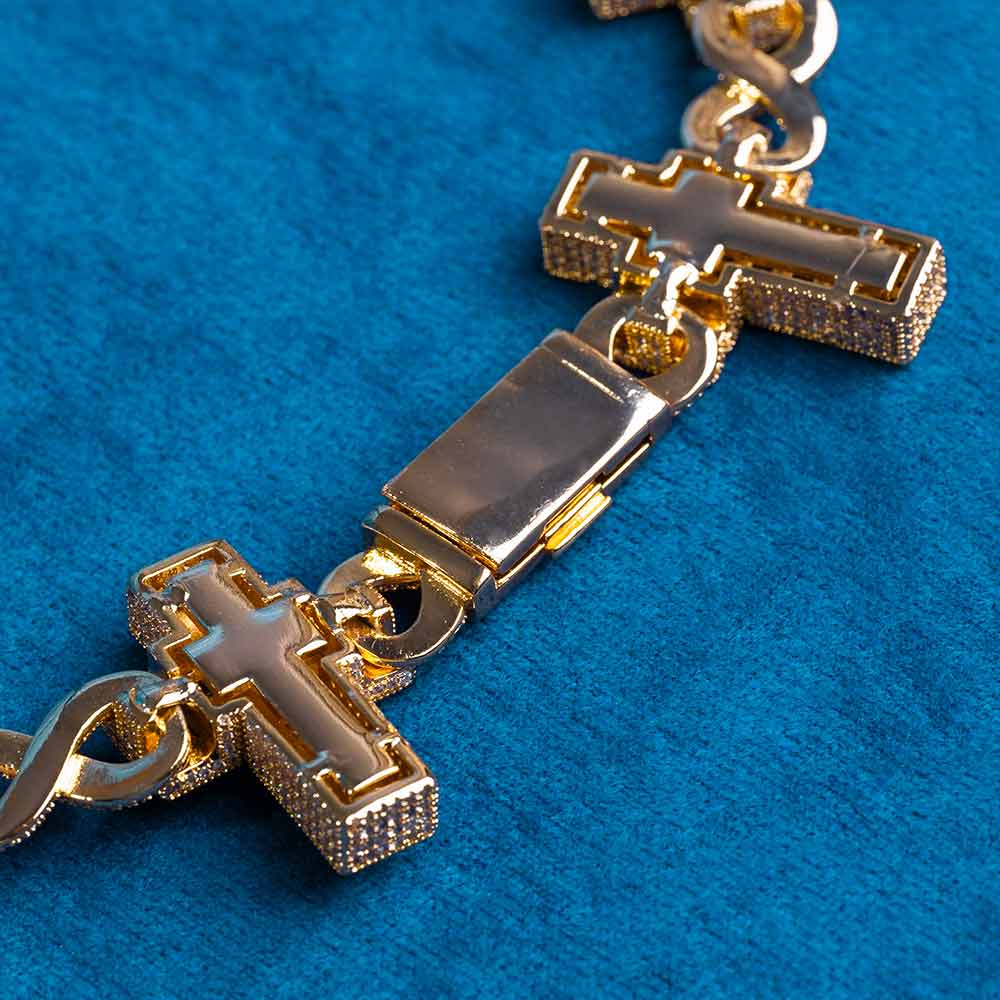 30MM Moissanite Cross Infinity Link Chain 14K Gold、mySite、hinf8tx79