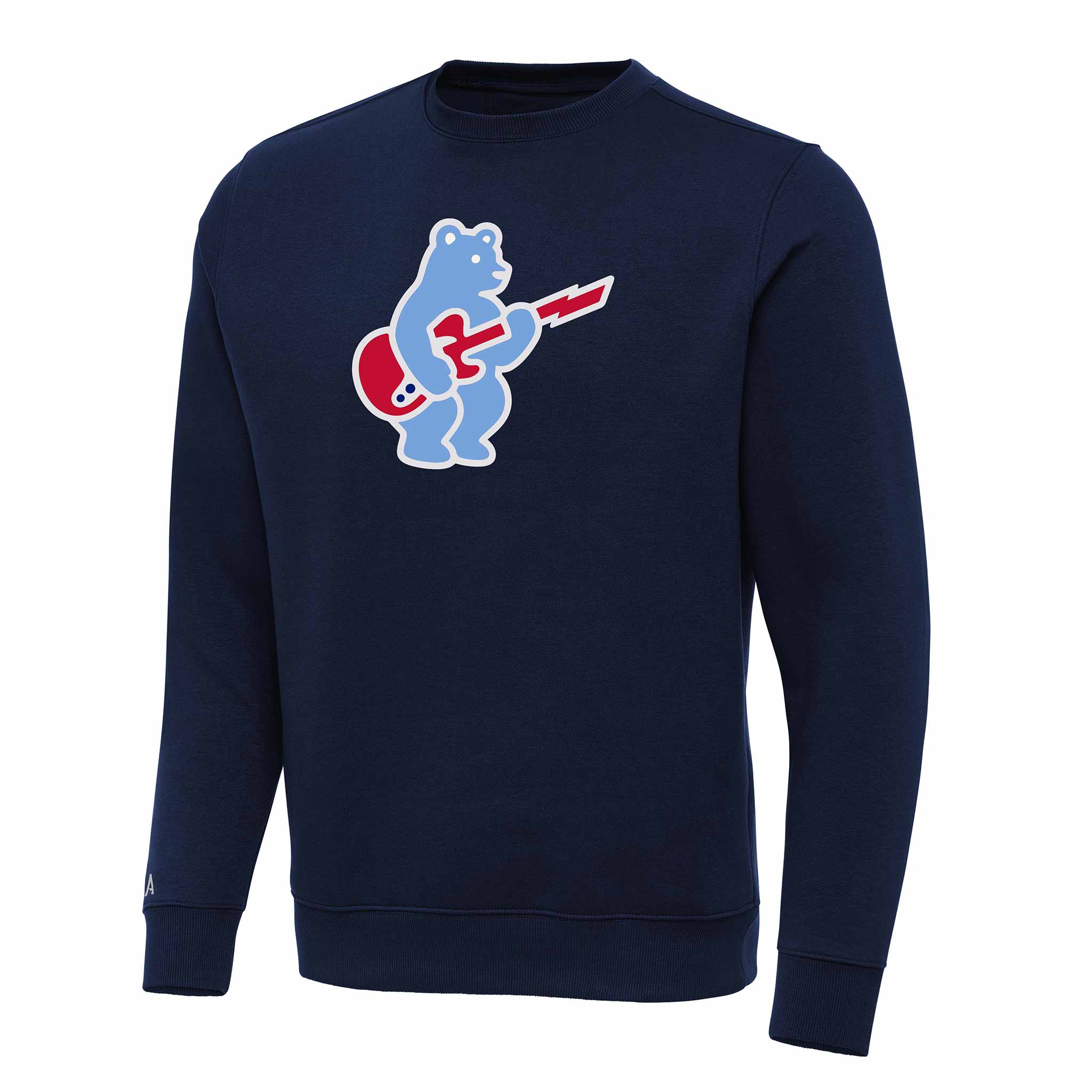 Chicago Cubs Antigua Blues Rock Bear Logo Navy Blue Victory Crewneck Sweatshirt、mySite、vikingsvslions