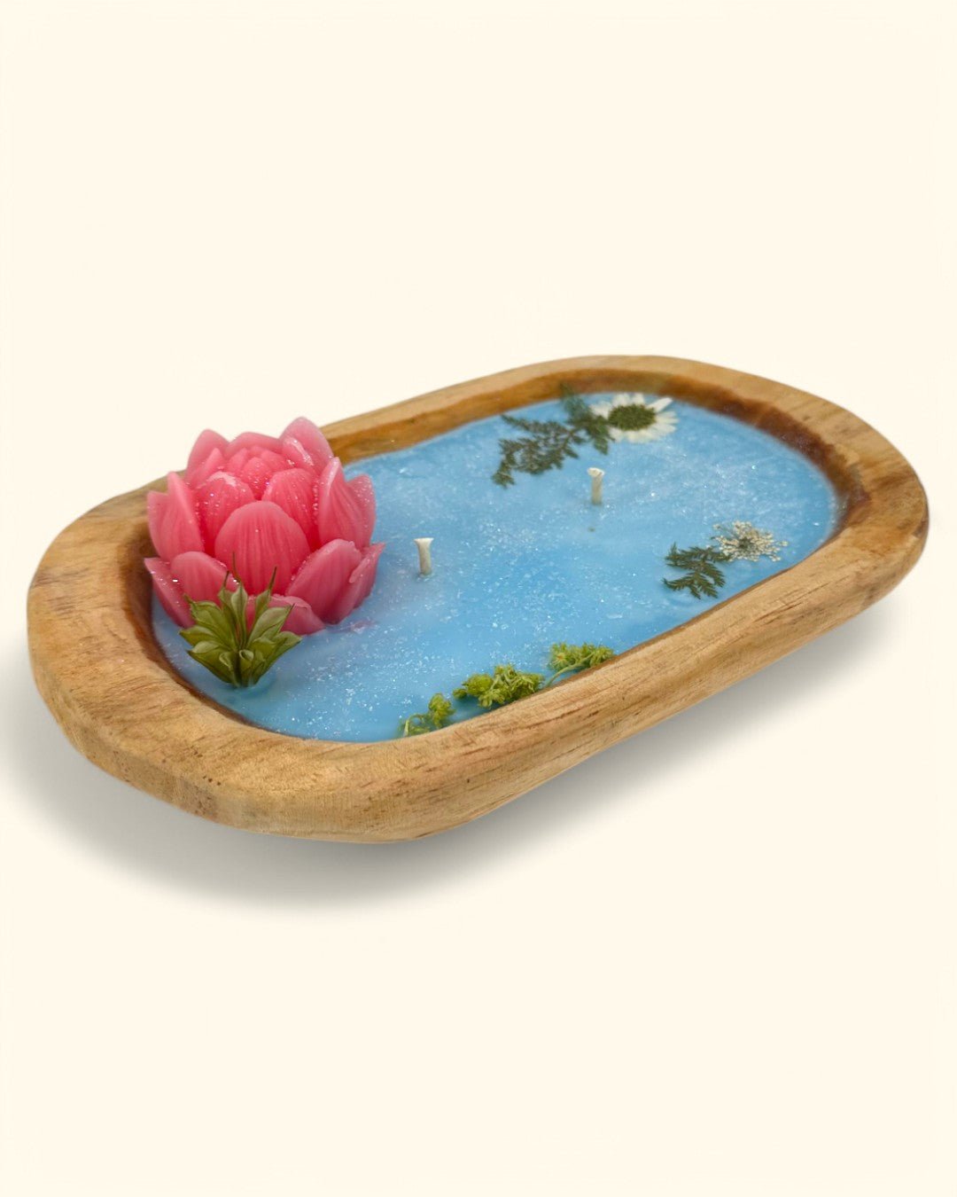 Lotus Bloom Dough Bowl Candle in Natural Wood、mySite、topwebapps