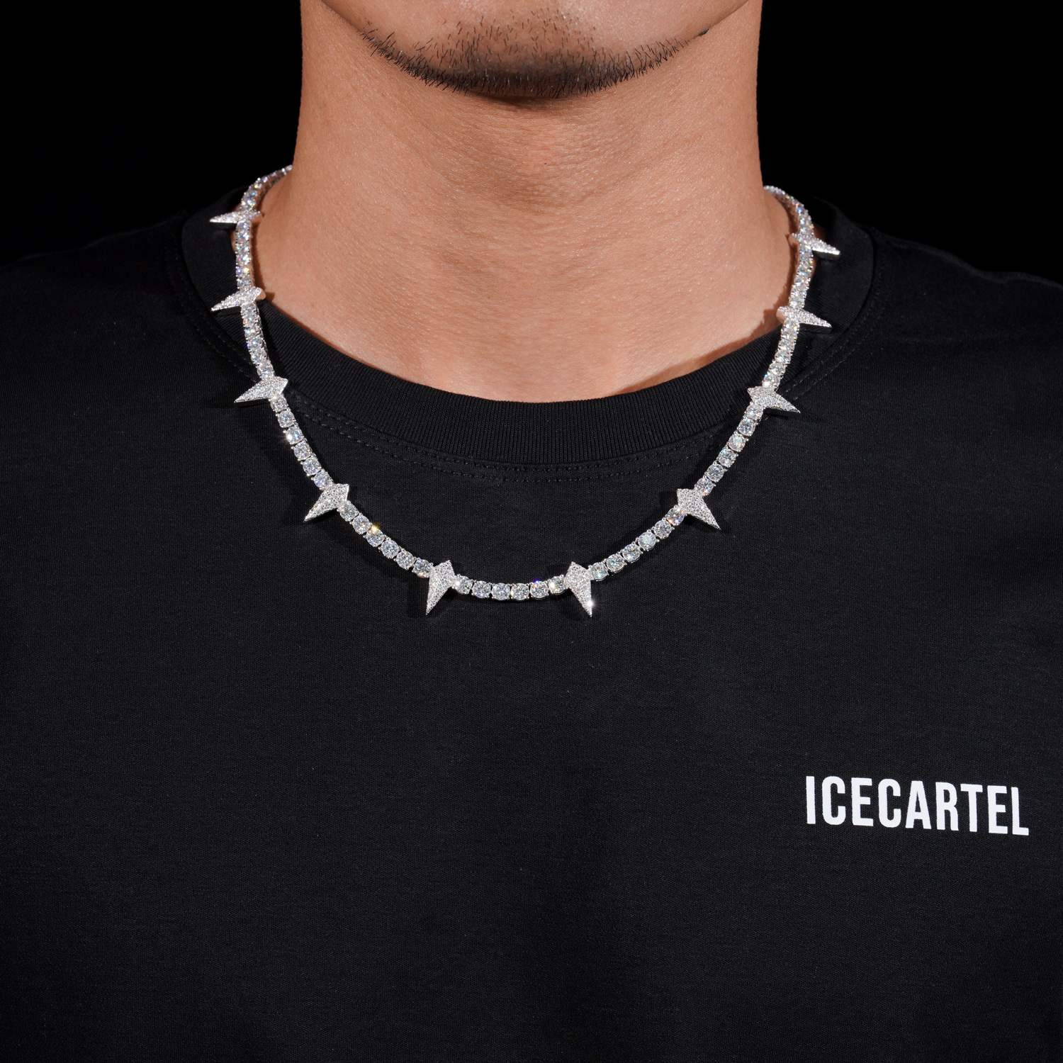 4MM Moissanite Spiked Tennis Chain 14K Gold、mySite、hinf8tx79