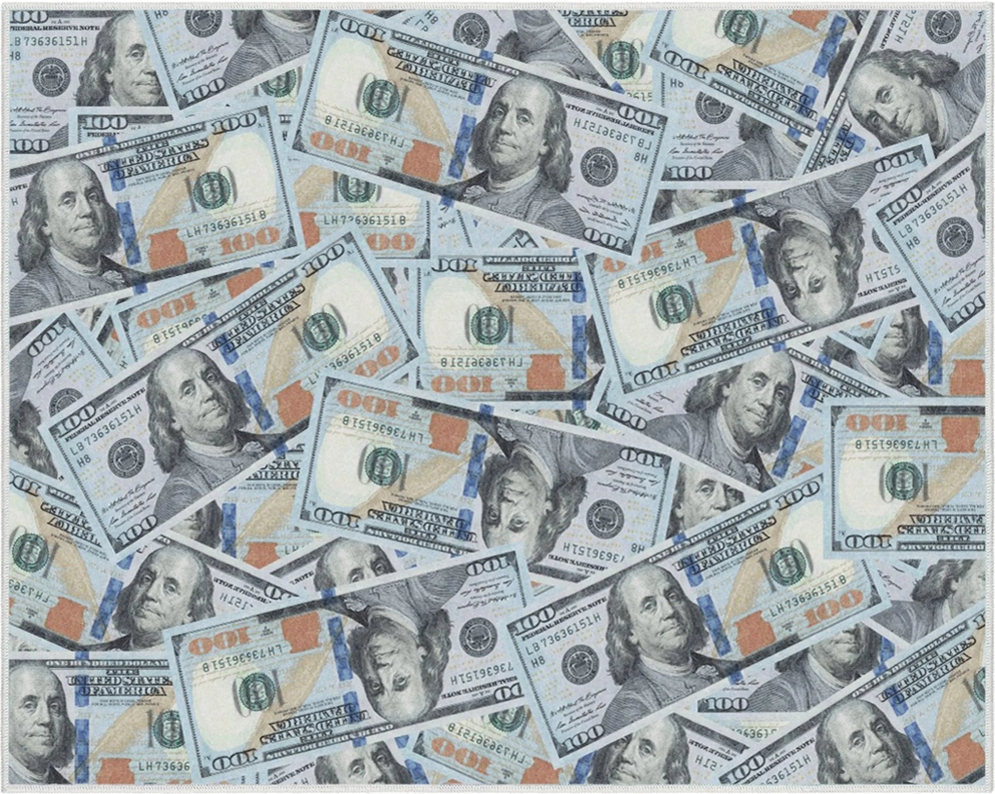 New Hundred Dollar Bill Stacked Green Blue Area Flat-Weave Rug、mySite、gigharbornorthrealestate