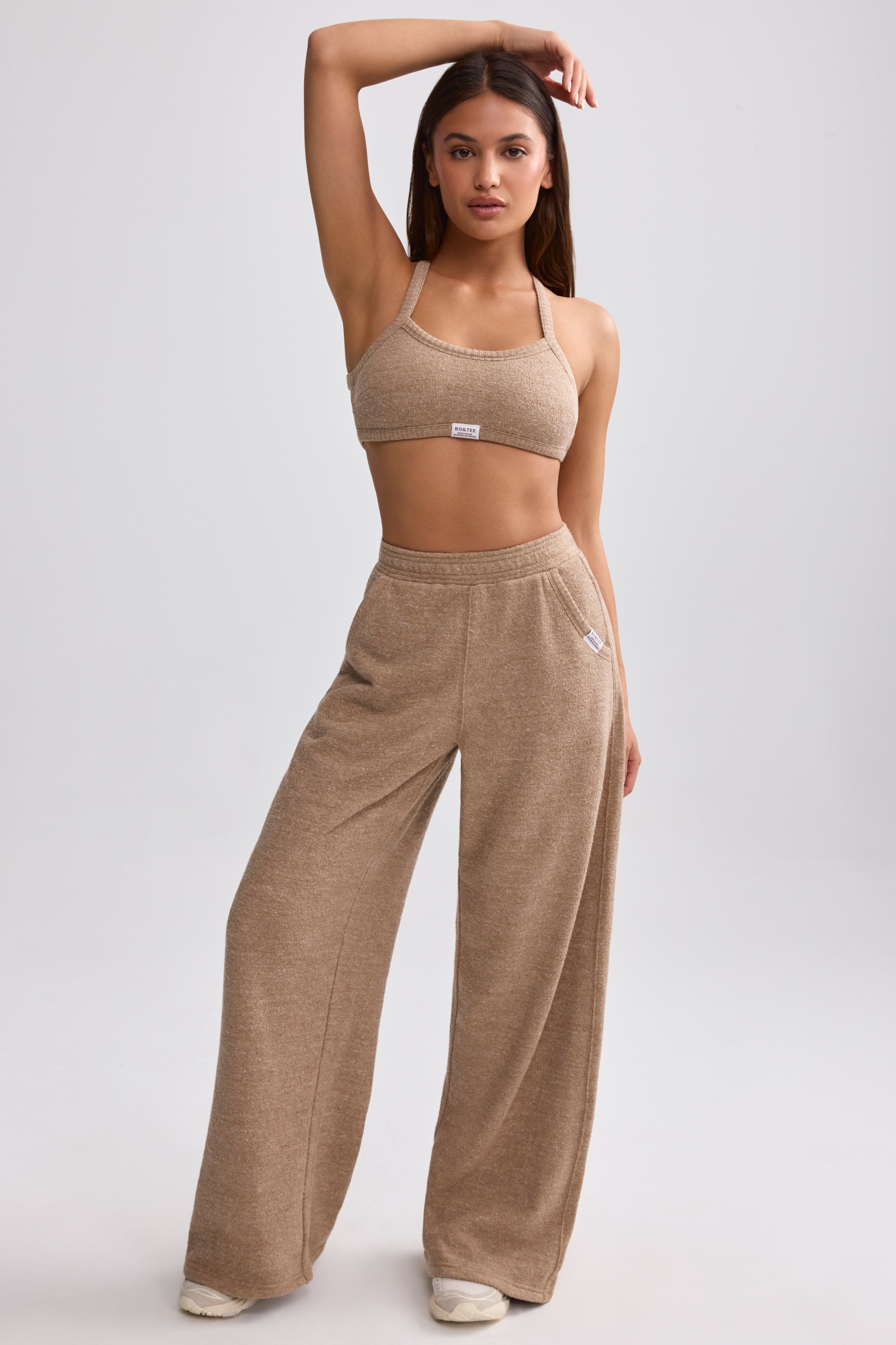 Tall Terry Towelling Wide-Leg Joggers in Mocha Brown、mySite、solidvoid