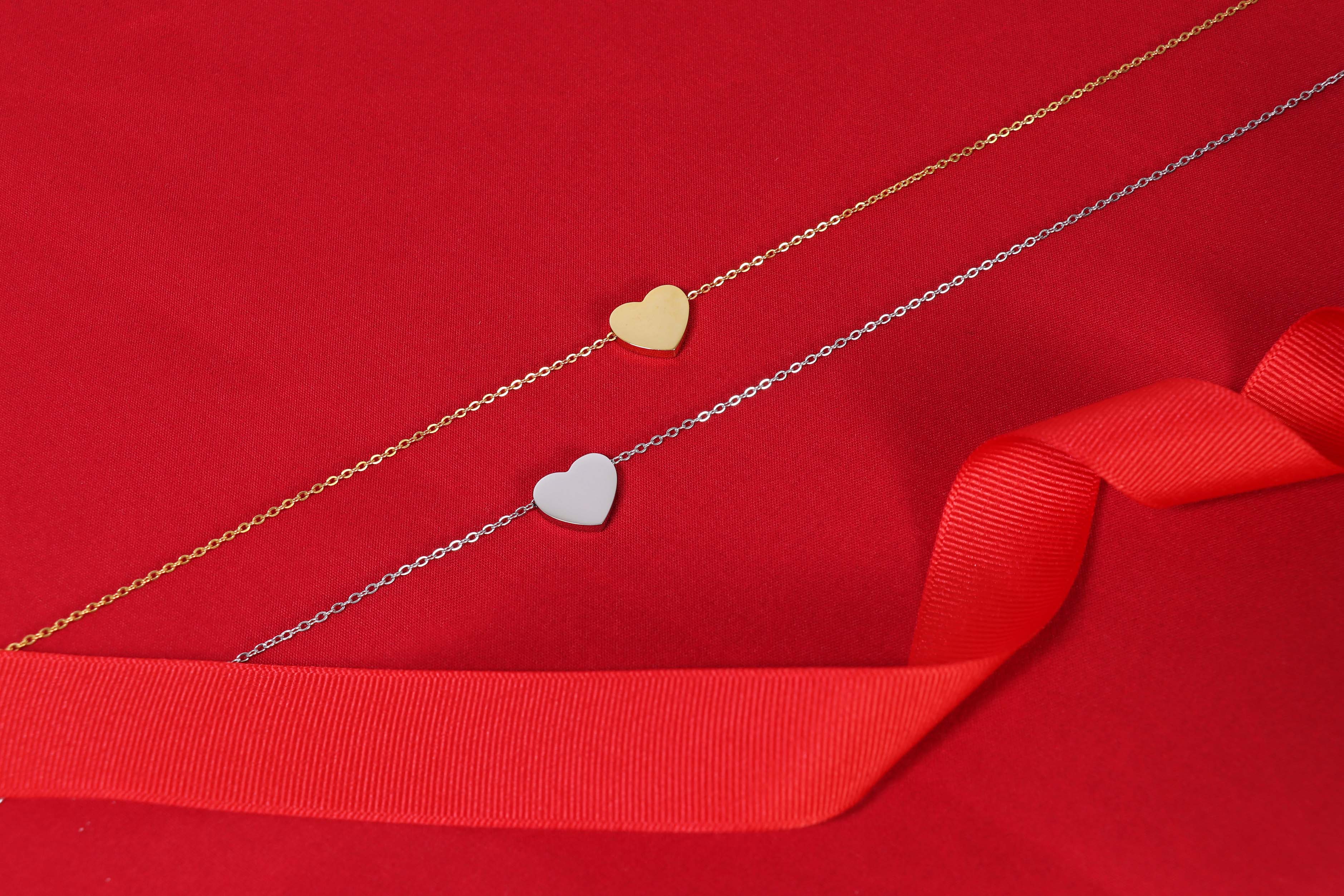 18K Gold PVD Stainless Steel Blank Heart Necklace / SBB0250、mySite、dreamappss