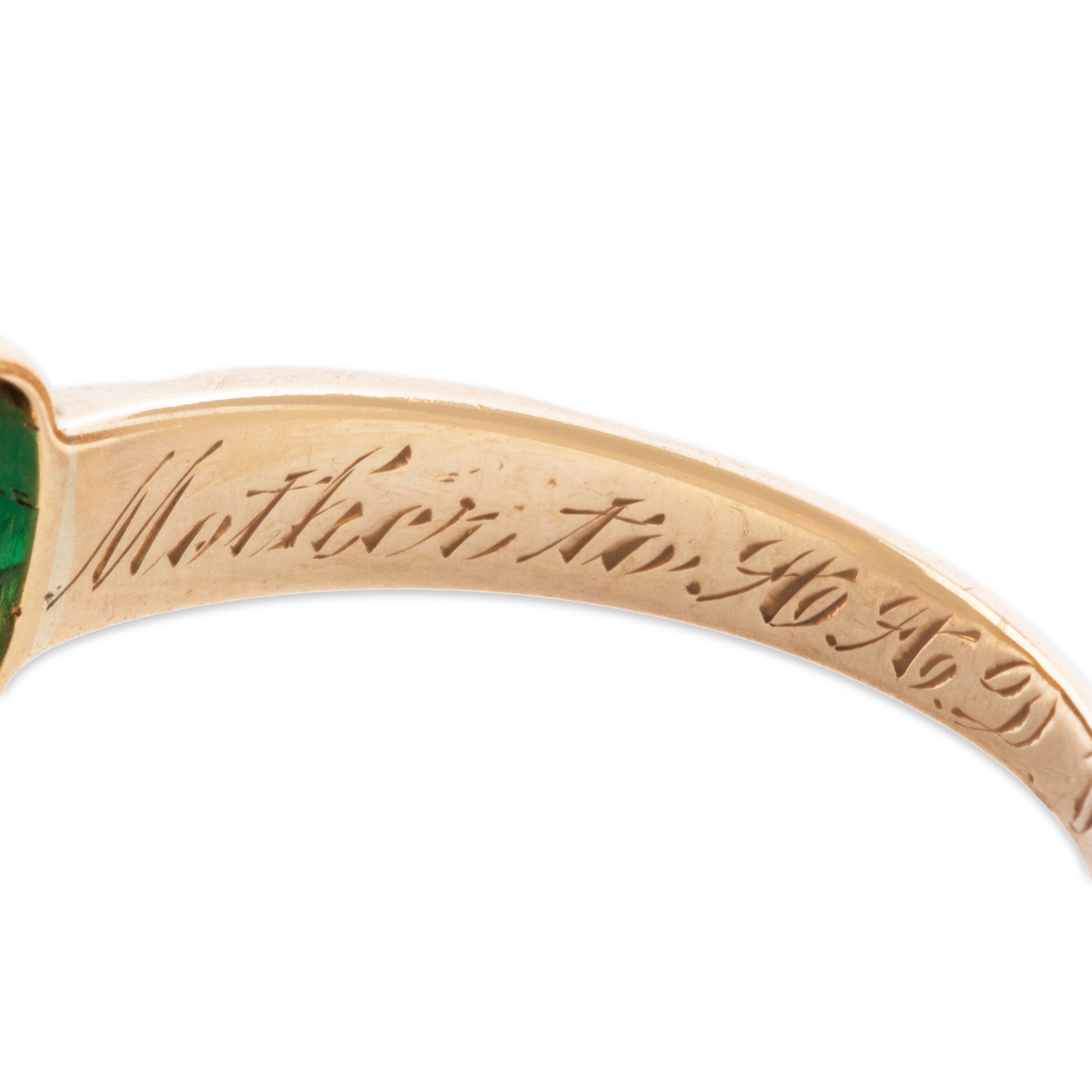 Antique Edwardian 10k Rosy Yellow Gold Green Glass Engraved Ring 6.25、mySite、hinf8tx79