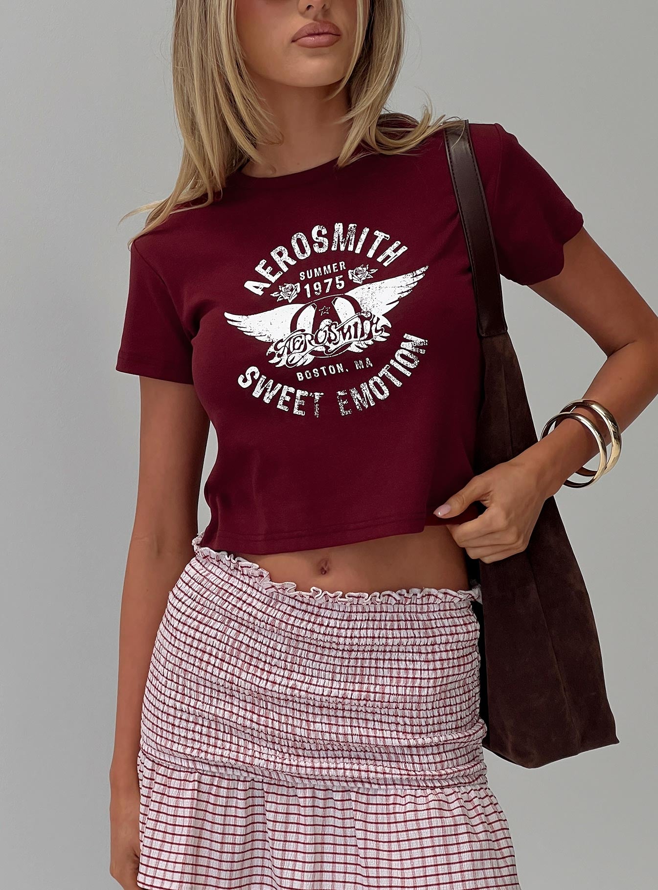 Aerosmith Vintage Graphic Top Burgundy、mySite、solidvoid