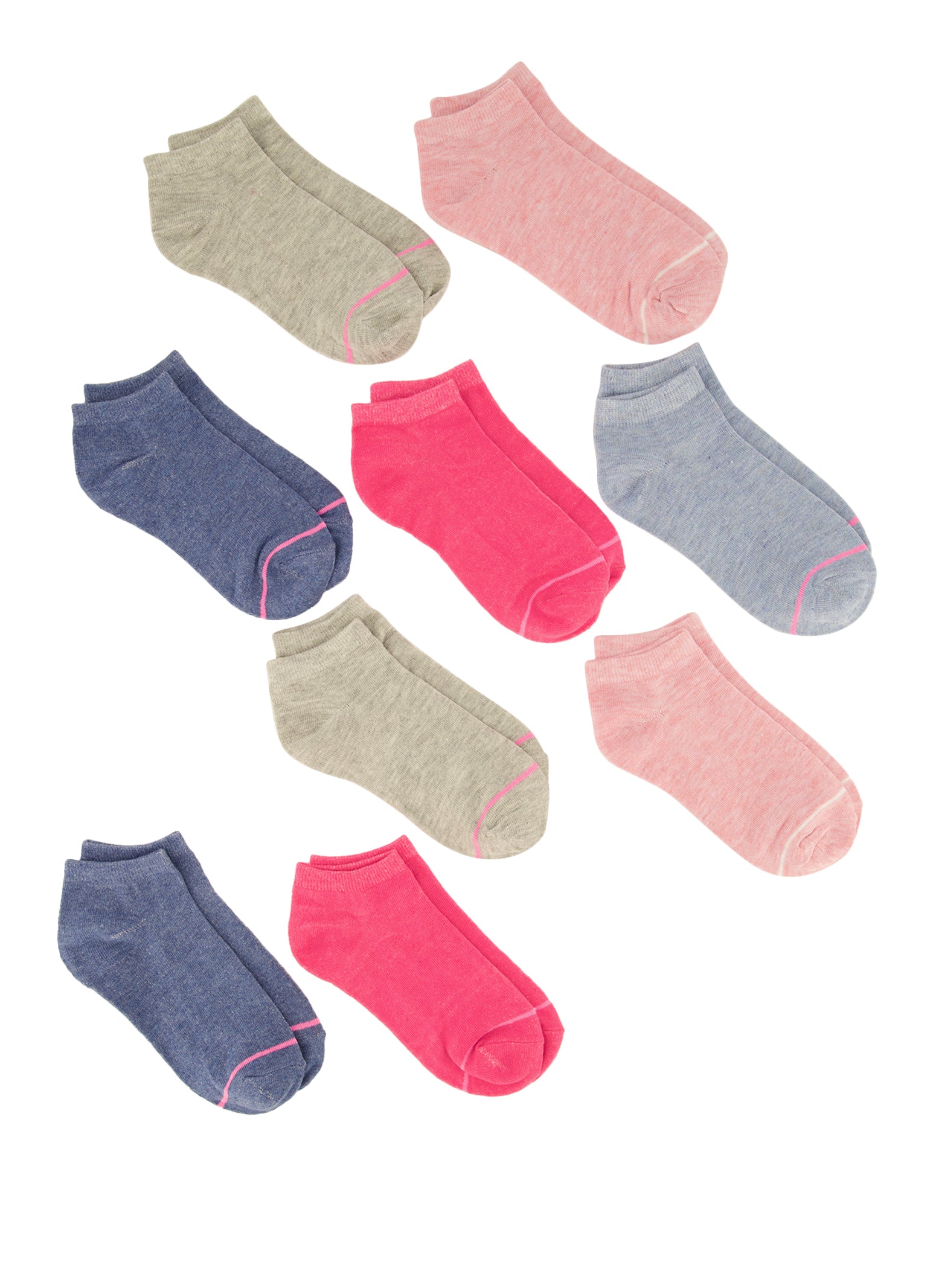 Girls 10 Pack Contrast Trim Assorted Ankle Socks、mySite、camillekostekn