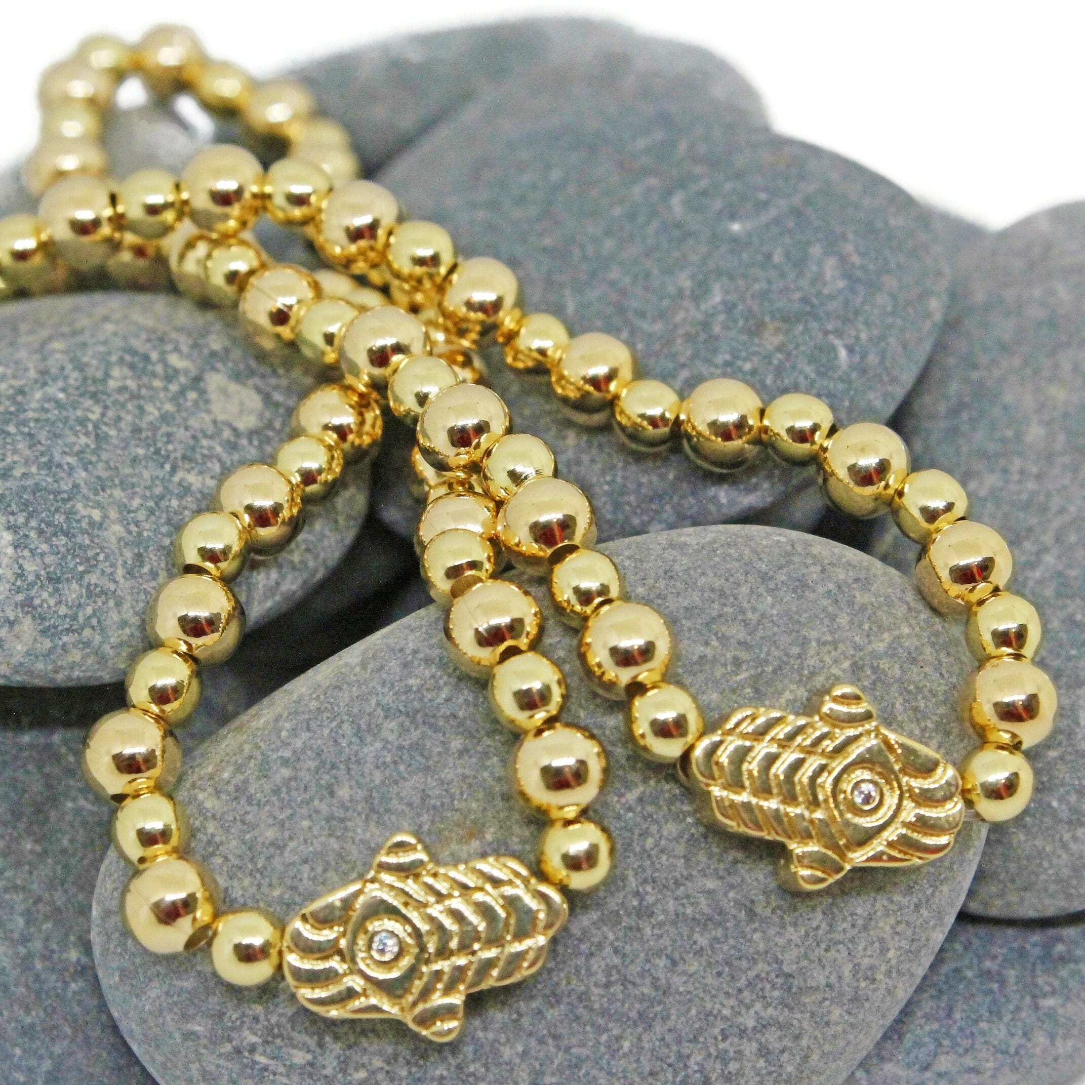 Gold Beaded Hamsa Bracelet、mySite、topwebapps