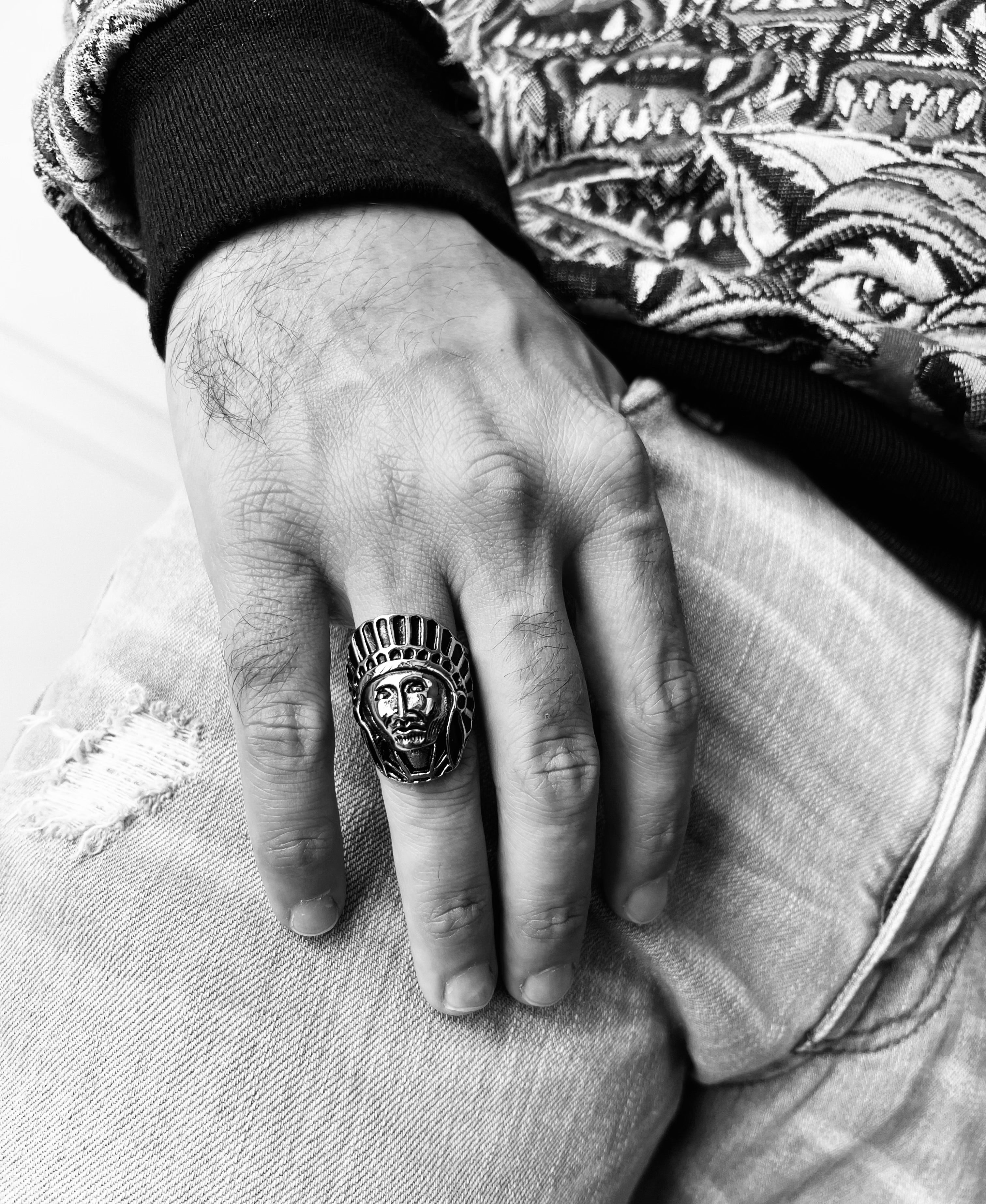 Stainless Steel Native American Chief Ring / SCR3048、mySite、dreamappss