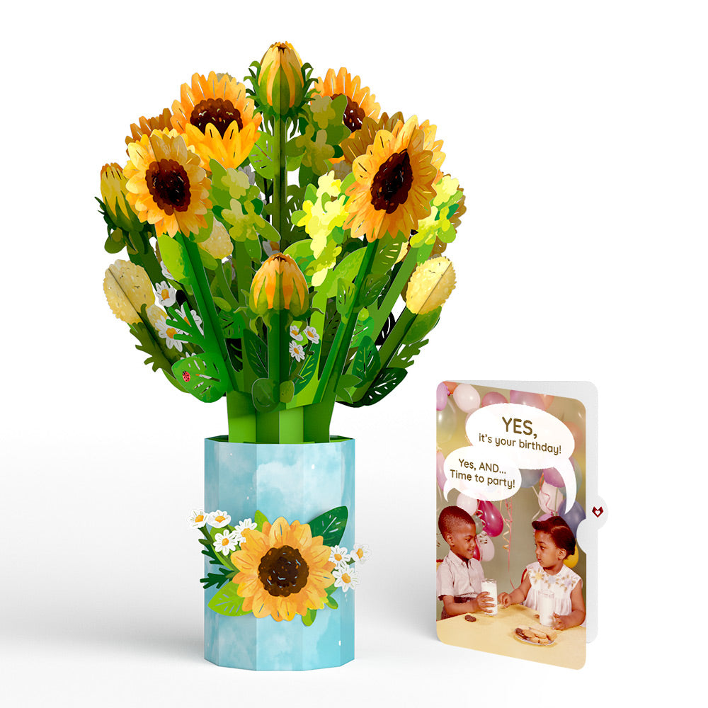Sunflower Blooms Birthday Bouquet and Time to Party Sentiment Set、mySite、solidvoid