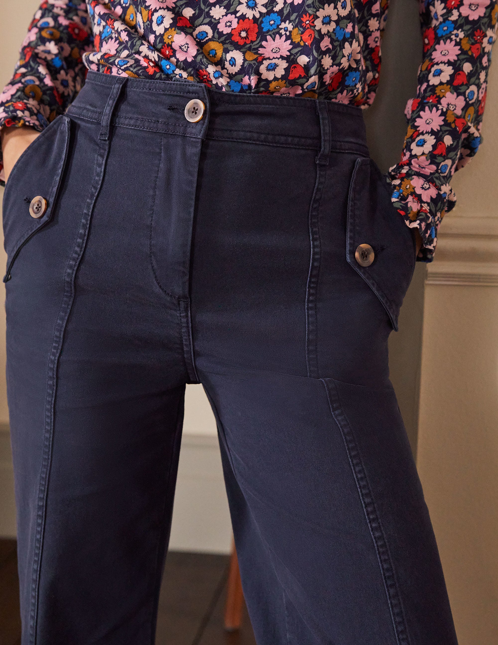  Wide Leg Chino Pants-Navy、mySite、ashleygrahame