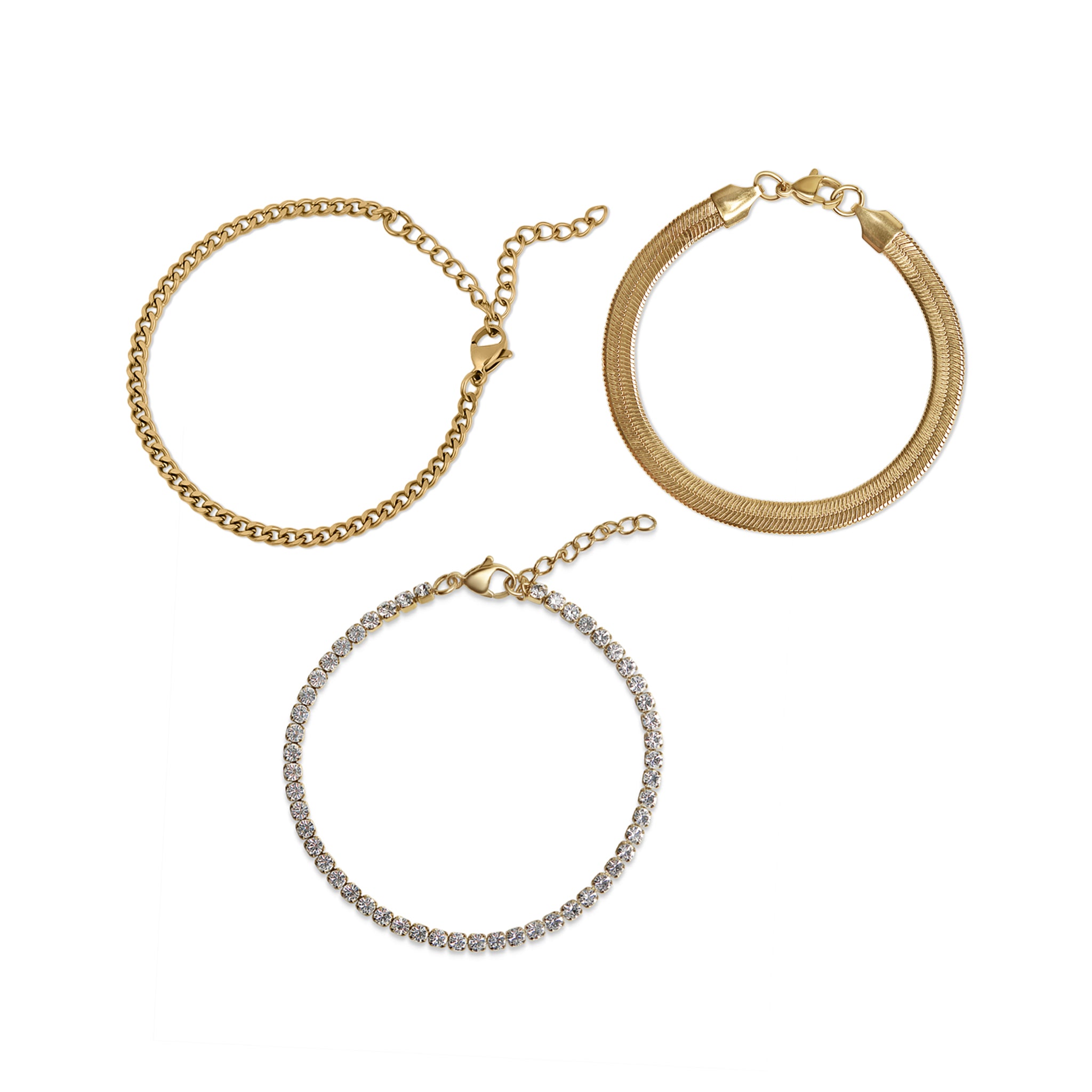 25 pc 18K Gold PVD Coated Stainless Steel Women's Layered Bracelet Set / BND0020、mySite、dreamappss