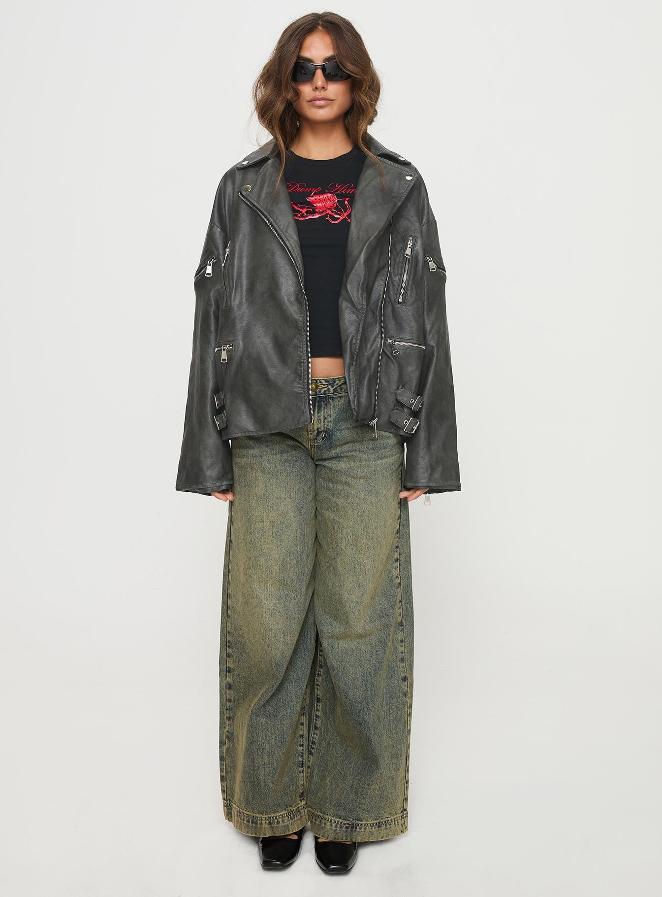 Magnets Faux Leather Jacket Washed Charcoal、mySite、solidvoid