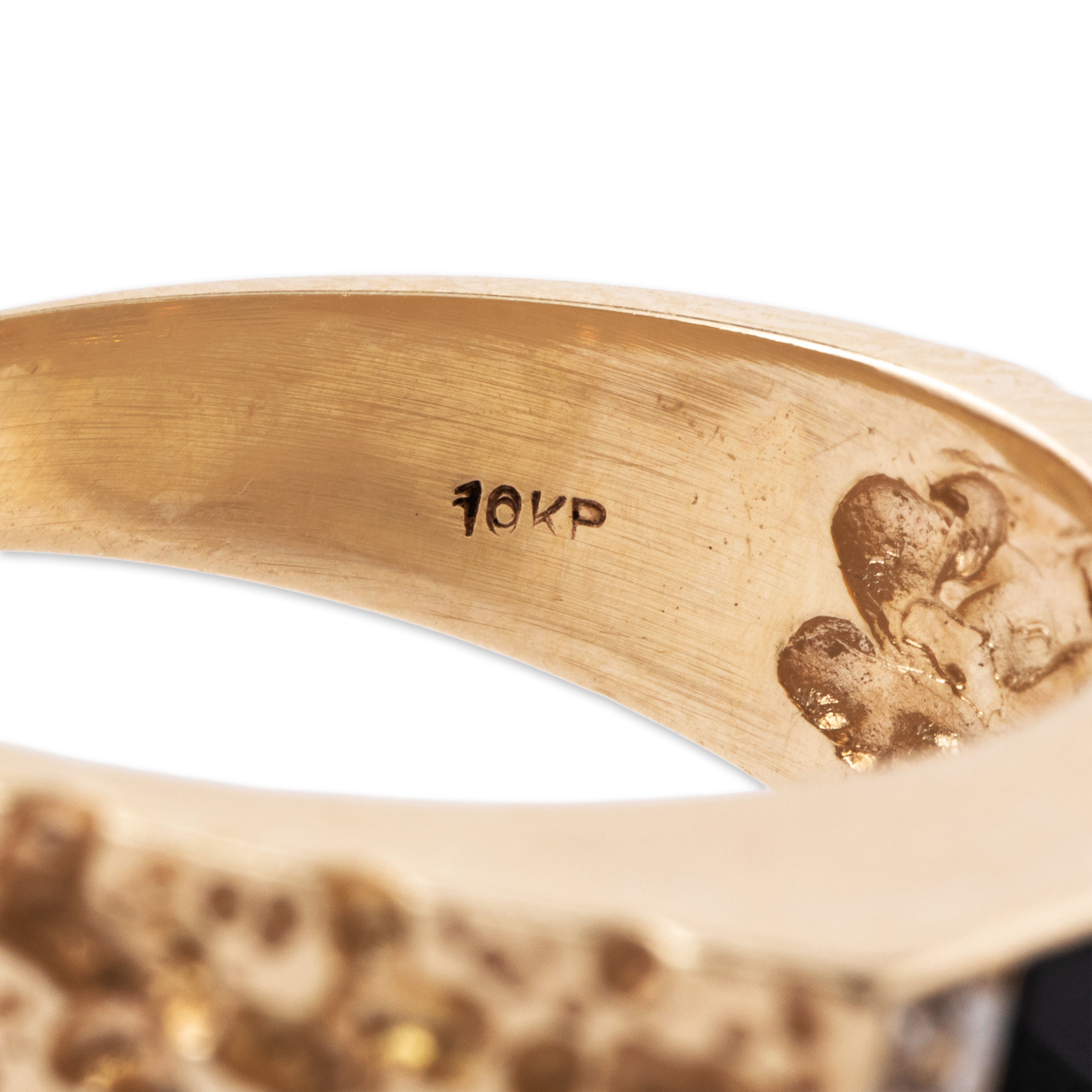 Vintage 10k Yellow Gold 2ct Onyx Diamond Brutalist Signet Ring 9.25、mySite、hinf8tx79