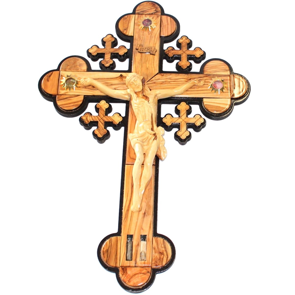  Layered olive wood Cross carved by Laser with Holy Land samples - standing or hanging (20 inches or 50 cm) Extra Large、mySite、elrpsem3k