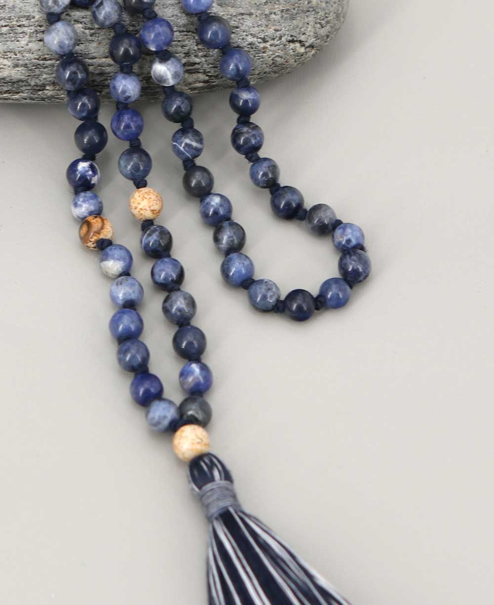 Sodalite and Jasper 108 Beads Meditation Mala, Knotted、mySite、topwebapps