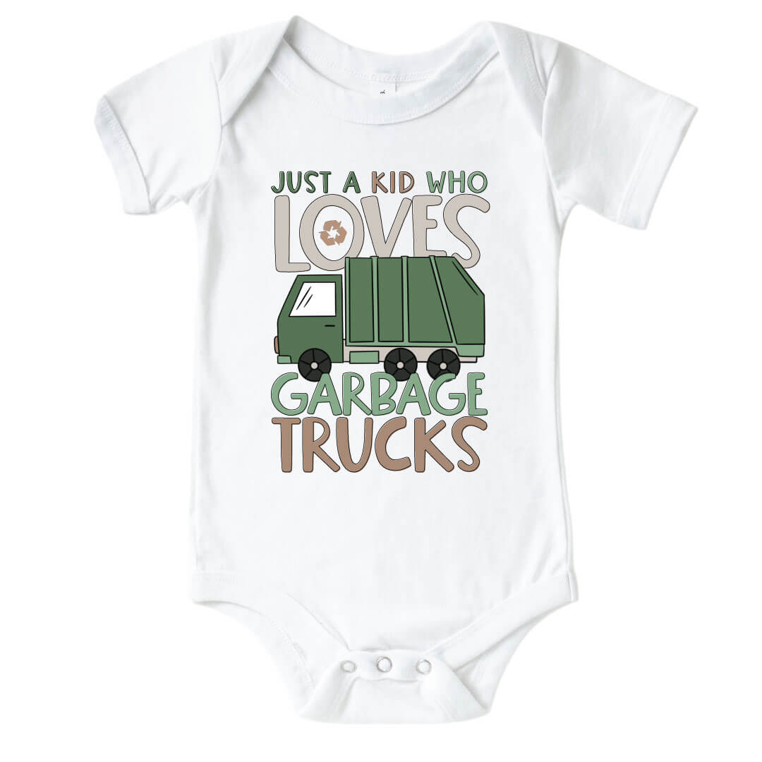  Loves Garbage Trucks Graphic Bodysuit | White、mySite、layawaytickets