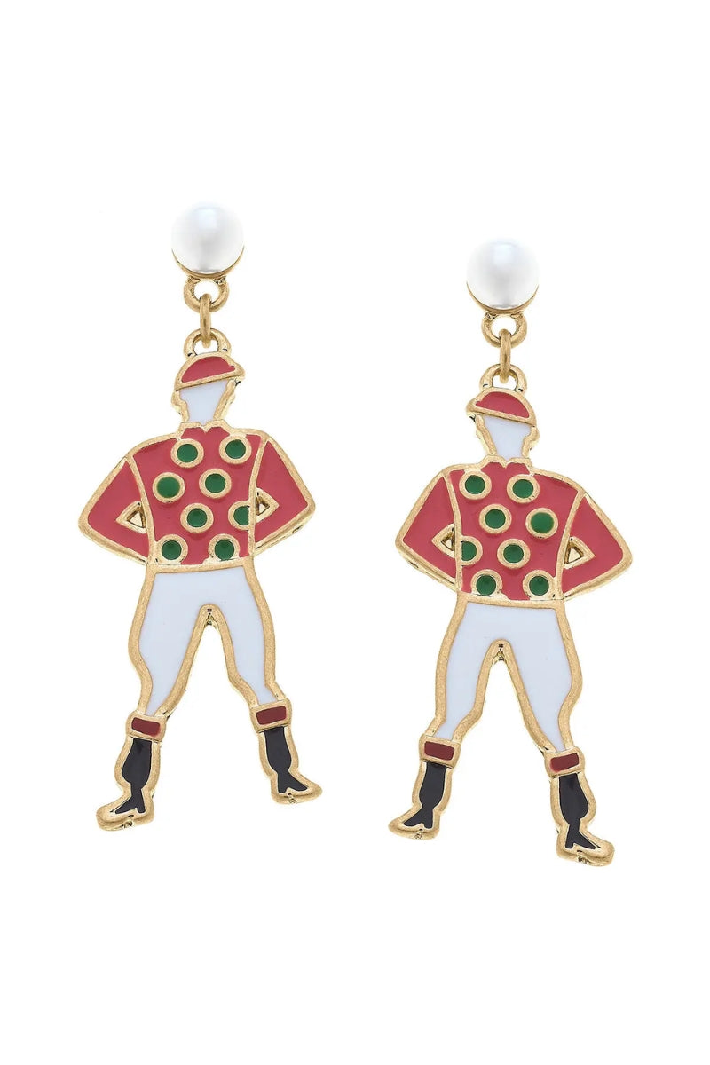 Jockey Rider Enamel Earrings-Orange - FINAL SALE、mySite、hinf8tx79