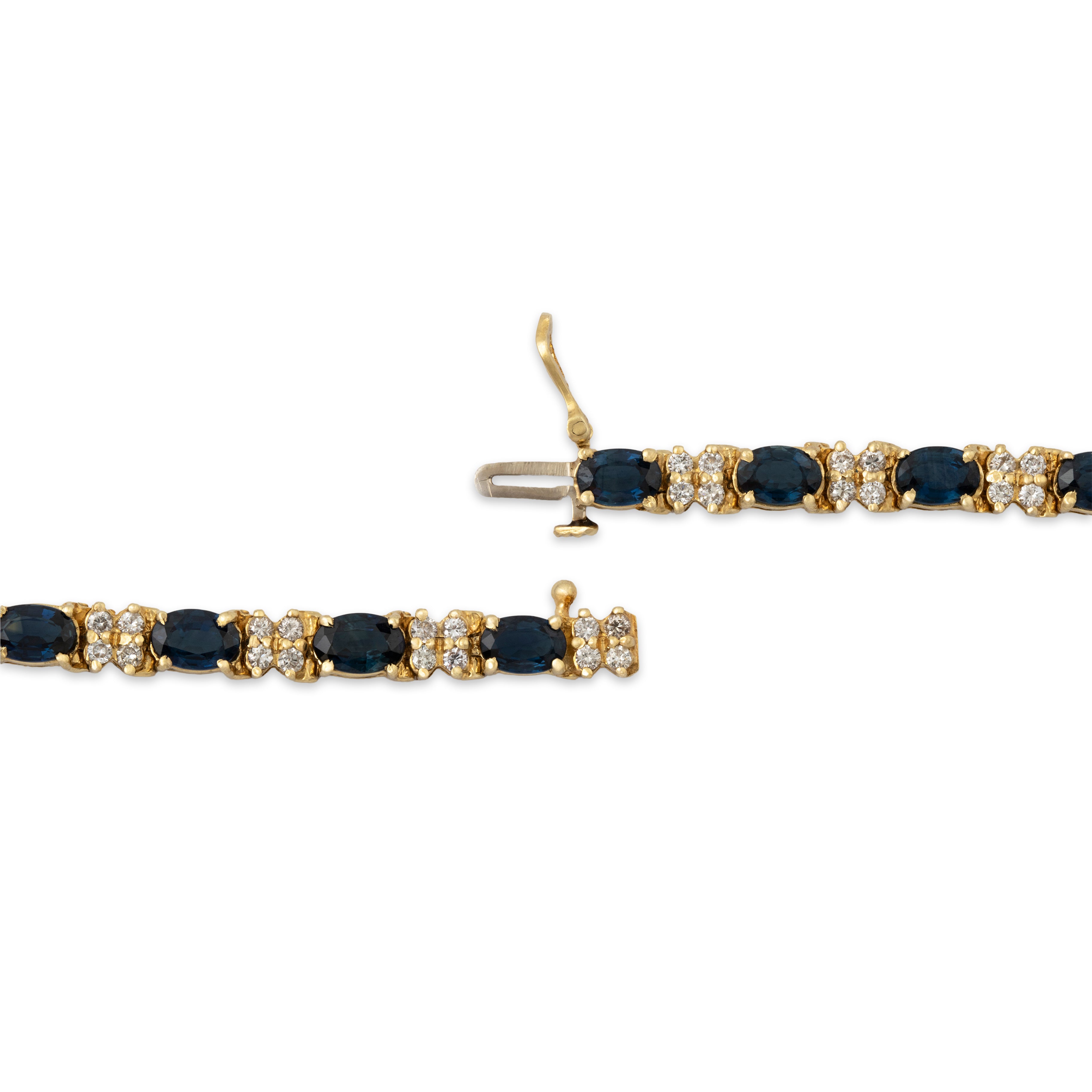 Vintage 14k Yellow Gold 7.68cttw Sapphire 1.15cttw Diamond Tennis Bracelet 6.5、mySite、hinf8tx79