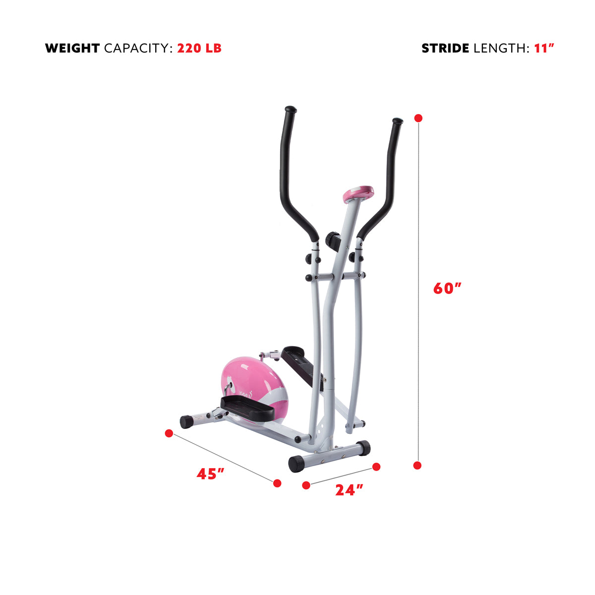  Pink Magnetic Elliptical Trainer Elliptical Machine w/ LCD Monitor、mySite、ghnorth