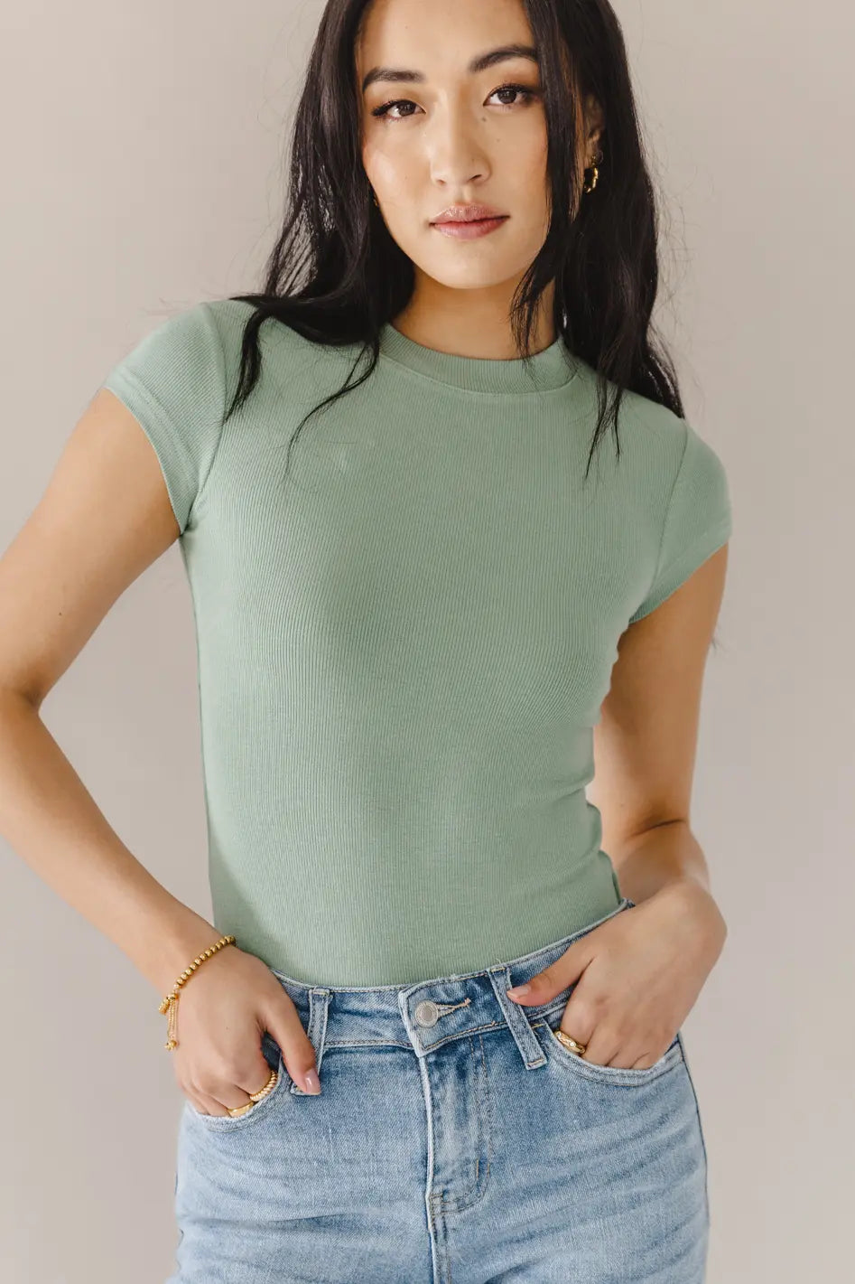  Holly Ribbed Bodysuit in Sage - FINAL SALE、mySite、merchandisen