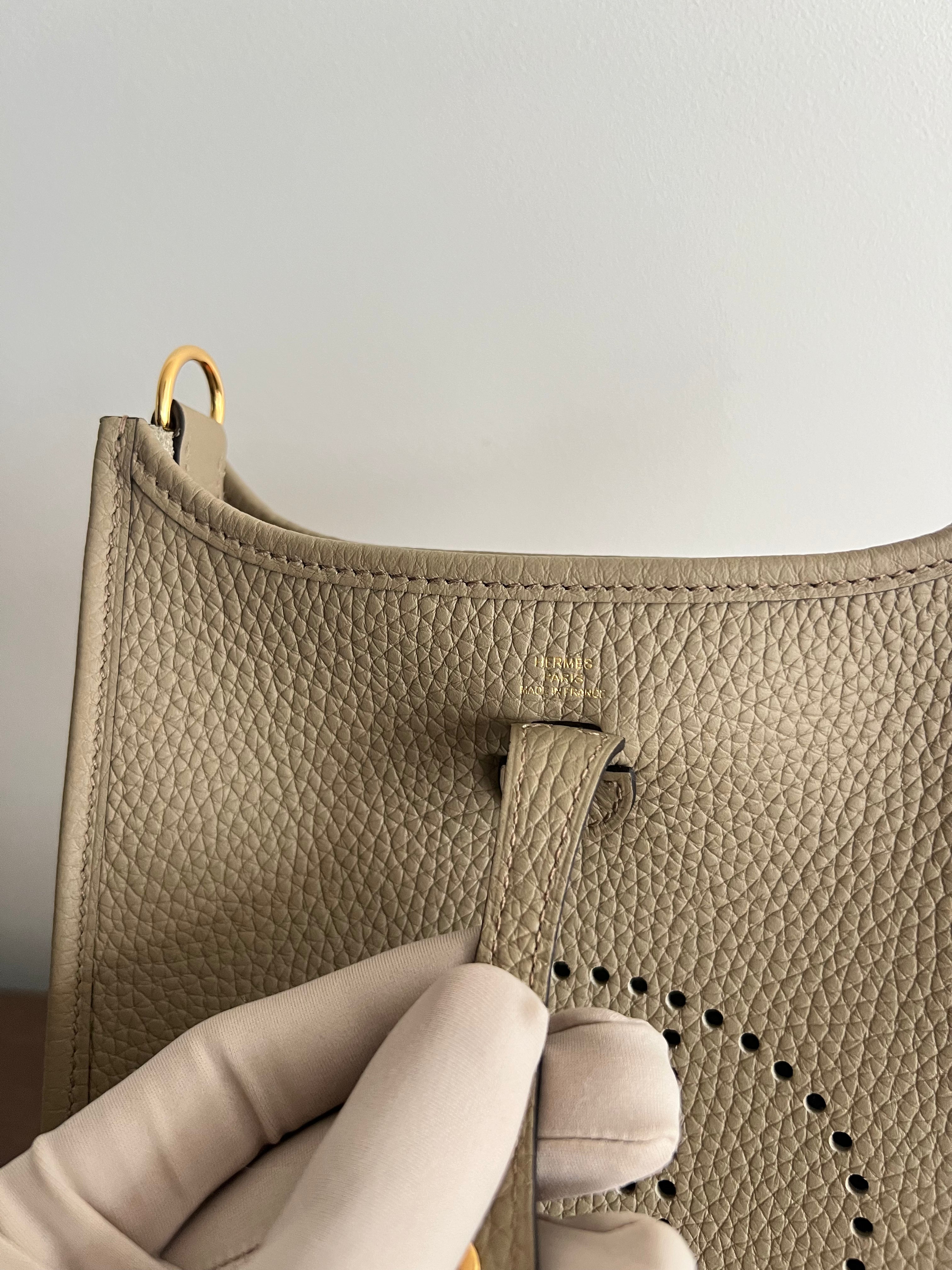 Hermès Mini Evelyne 16 Beige Marfa Clemence GHW、mySite、garminoutage.com