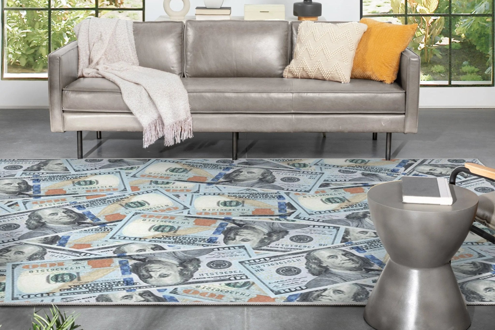 New Hundred Dollar Bill Stacked Green Blue Area Flat-Weave Rug、mySite、gigharbornorthrealestate