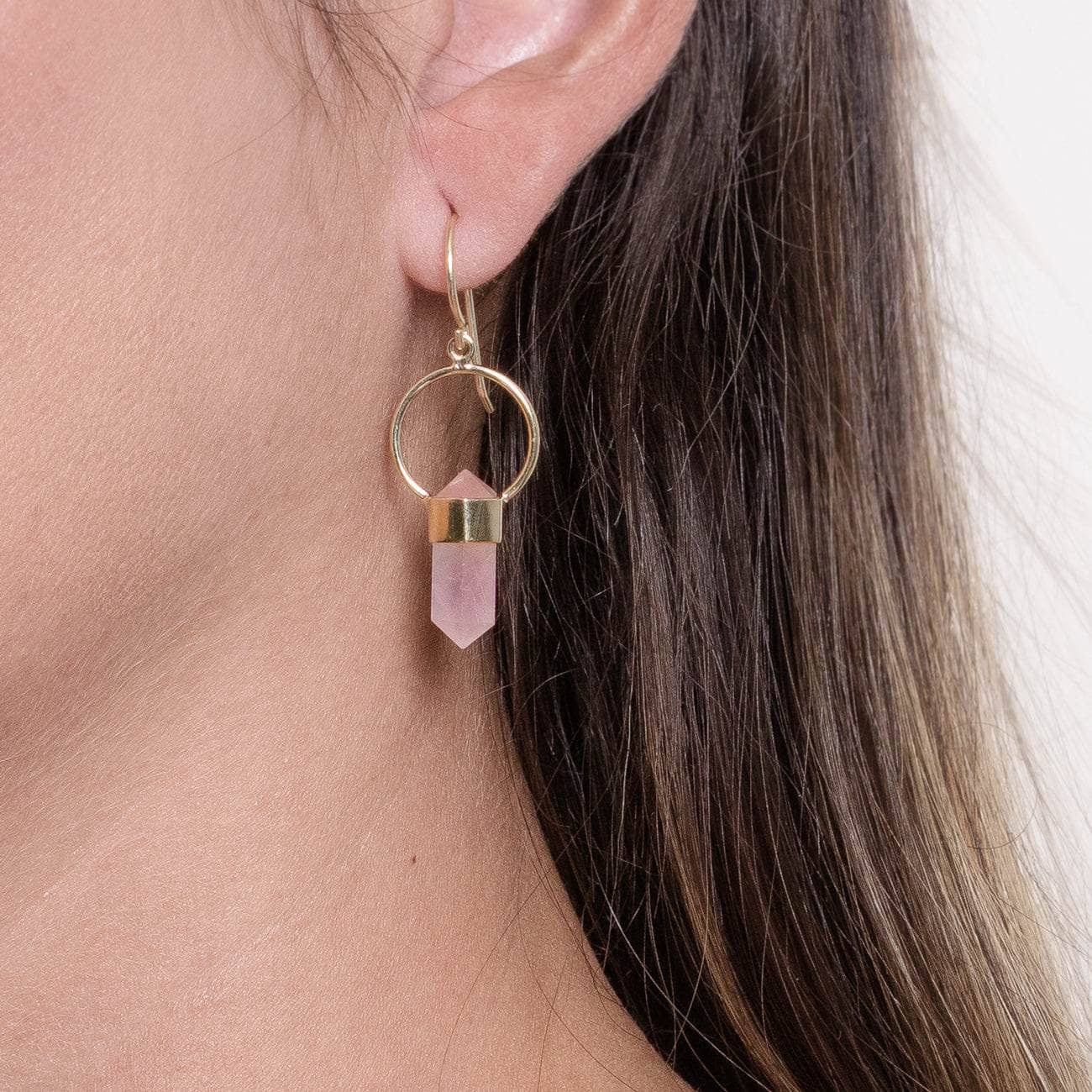 Rose Quartz Crystal Point Earrings、mySite、hinf8tx79