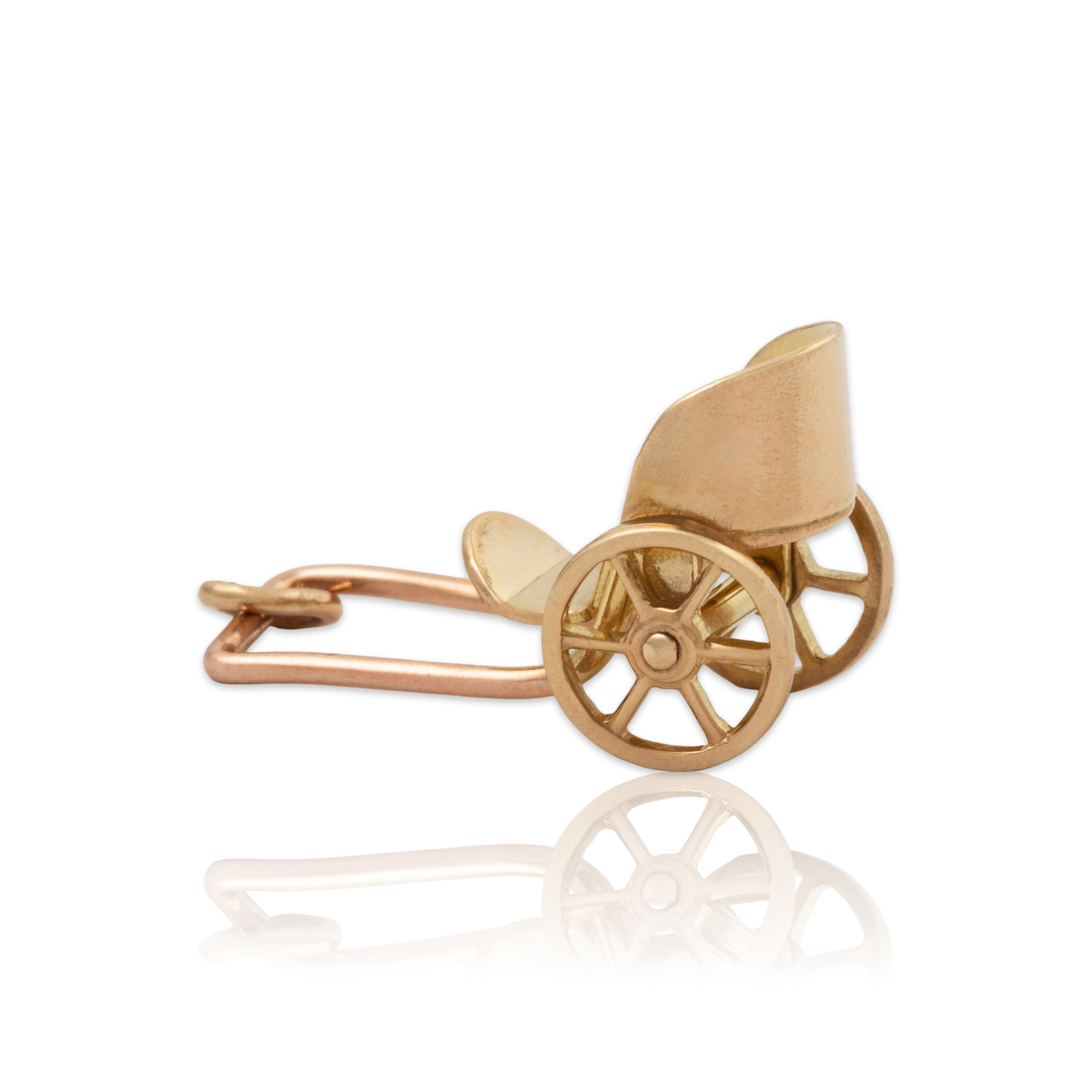 Vintage 14k Yellow & Rose Gold Rolling Pull Cart Charm / Pendant、mySite、hinf8tx79