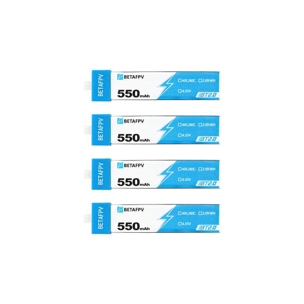  BetaFPV 3.8V 1S 550mAh 40C LiHV Whoop/Micro Battery 4 Pack w/ Plastic Head - BT2.0、mySite、merchandisen