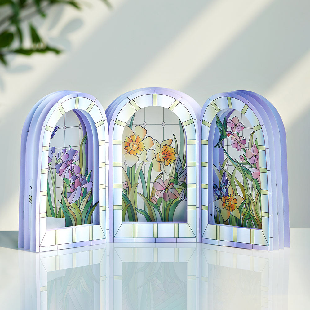 Stained Glass Floral Triptych Pop-Up Gift、mySite、solidvoid