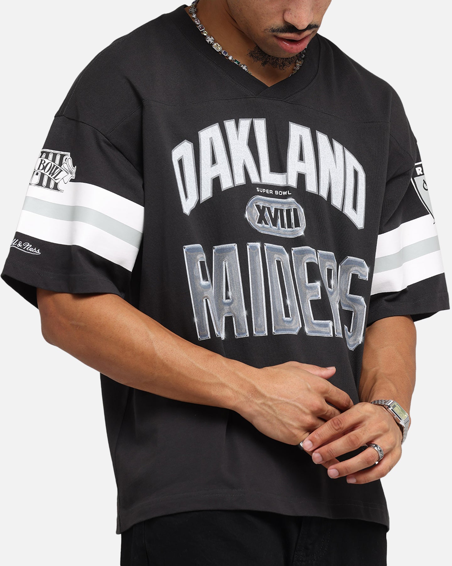 Mitchell & Ness Las Vegas Raiders XVIII Boxy T-Shirt Faded Black、mySite、zt4zffjzw
