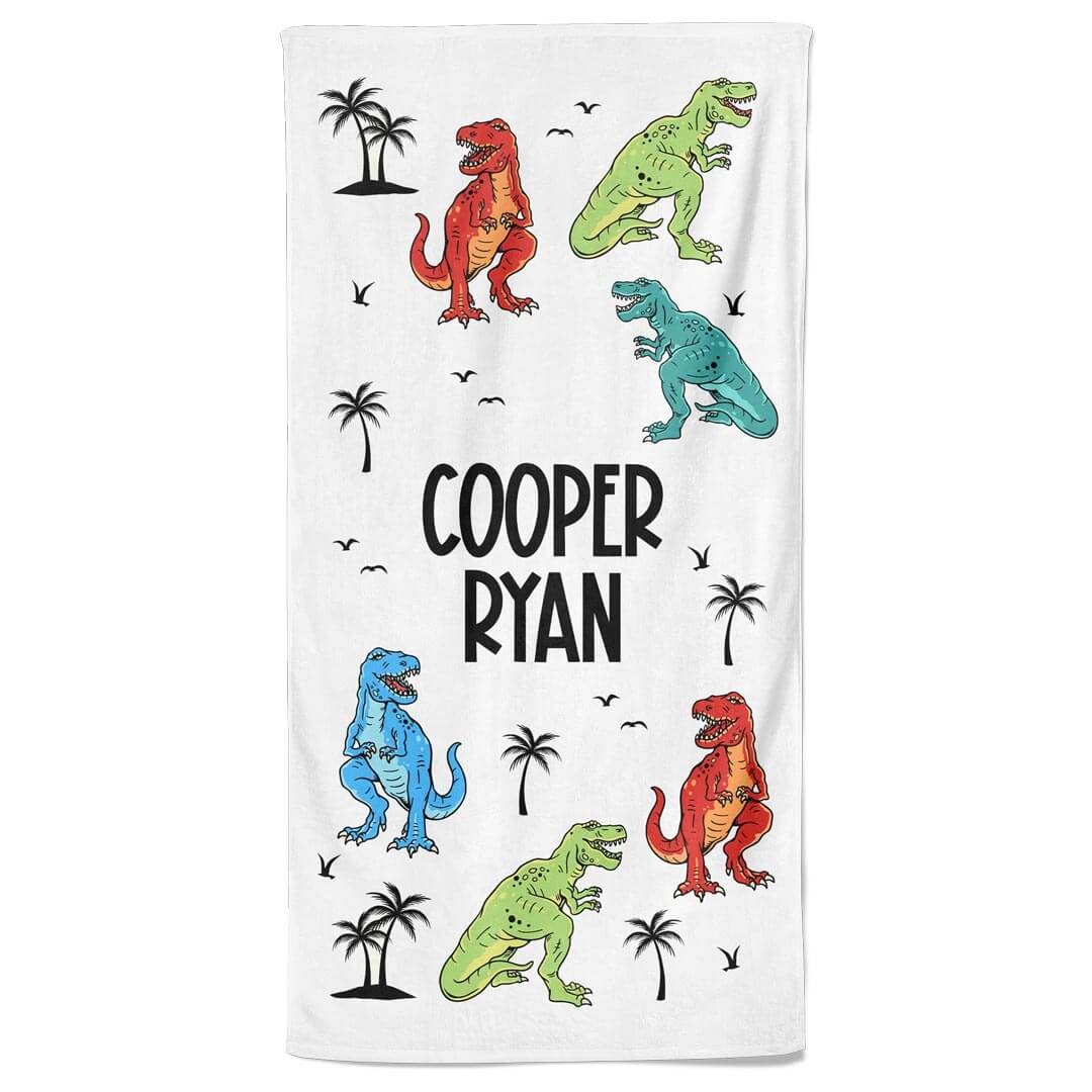  Tropical T-Rex Personalized Kids Beach Towel、mySite、layawaytickets