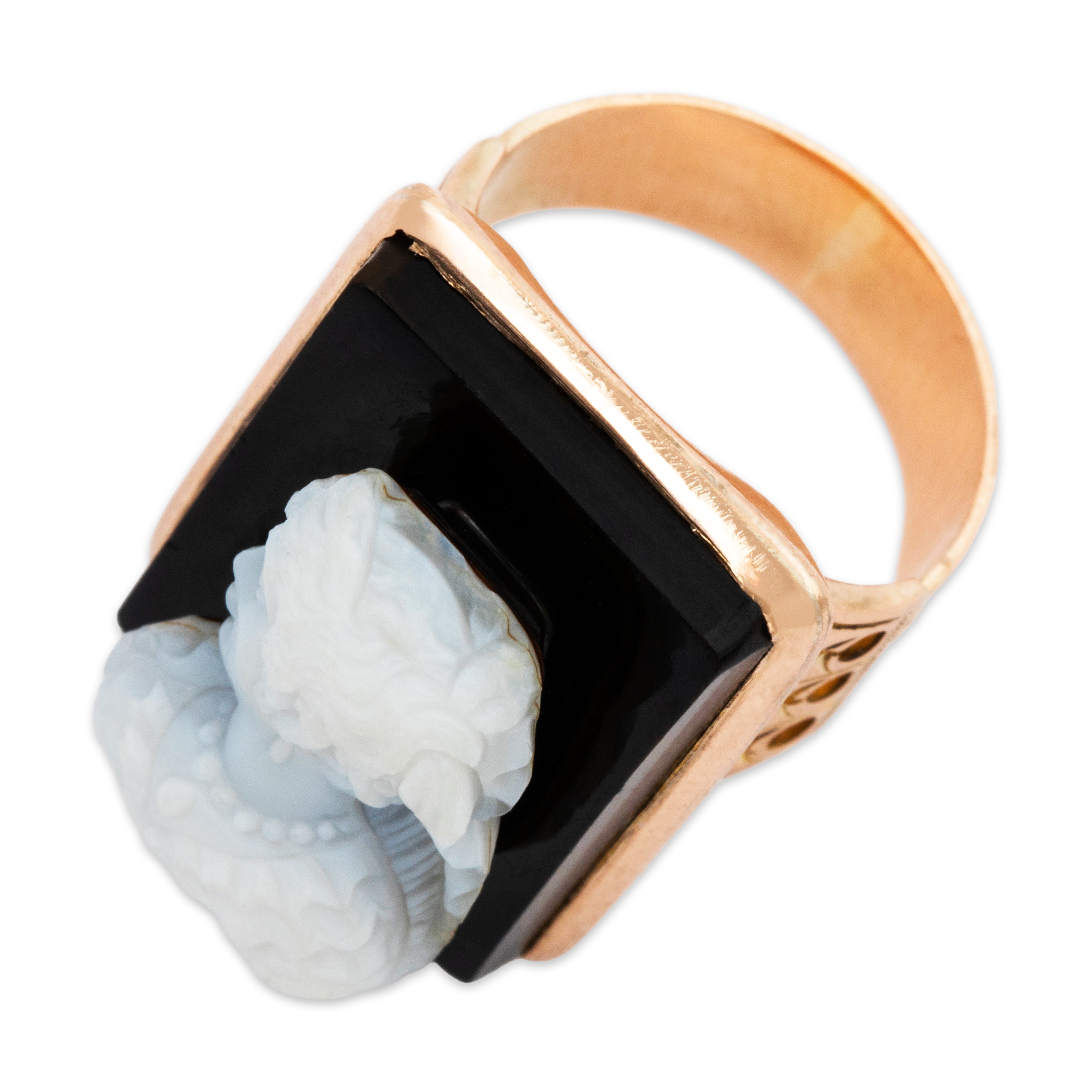 Antique Victorian Large 10k Rosy Yellow Gold 8.73ct Hardstone Cameo Ring 5.50、mySite、hinf8tx79