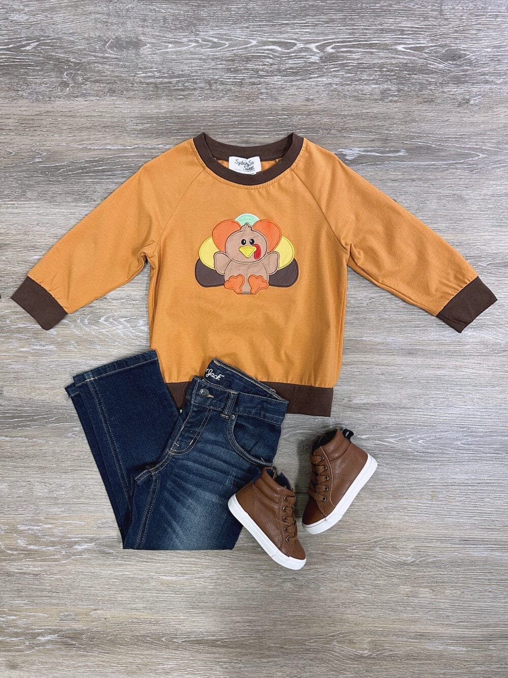 Little Turkey Boys Pumpkin Orange Pullover Top、mySite、camillekostekn