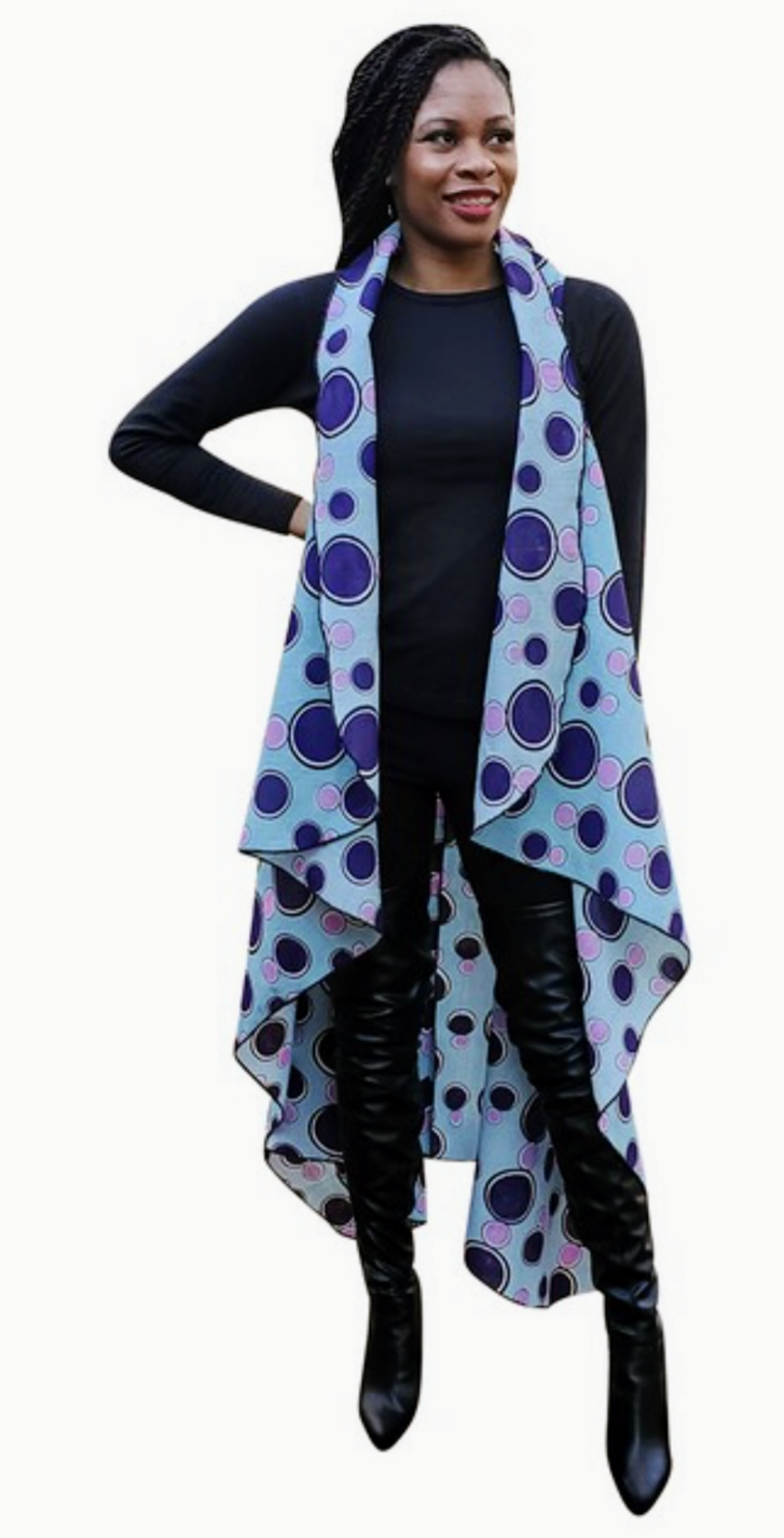 Kibebochi African Print Ankara Shawl Vest - DPPS3845、mySite、solidvoid