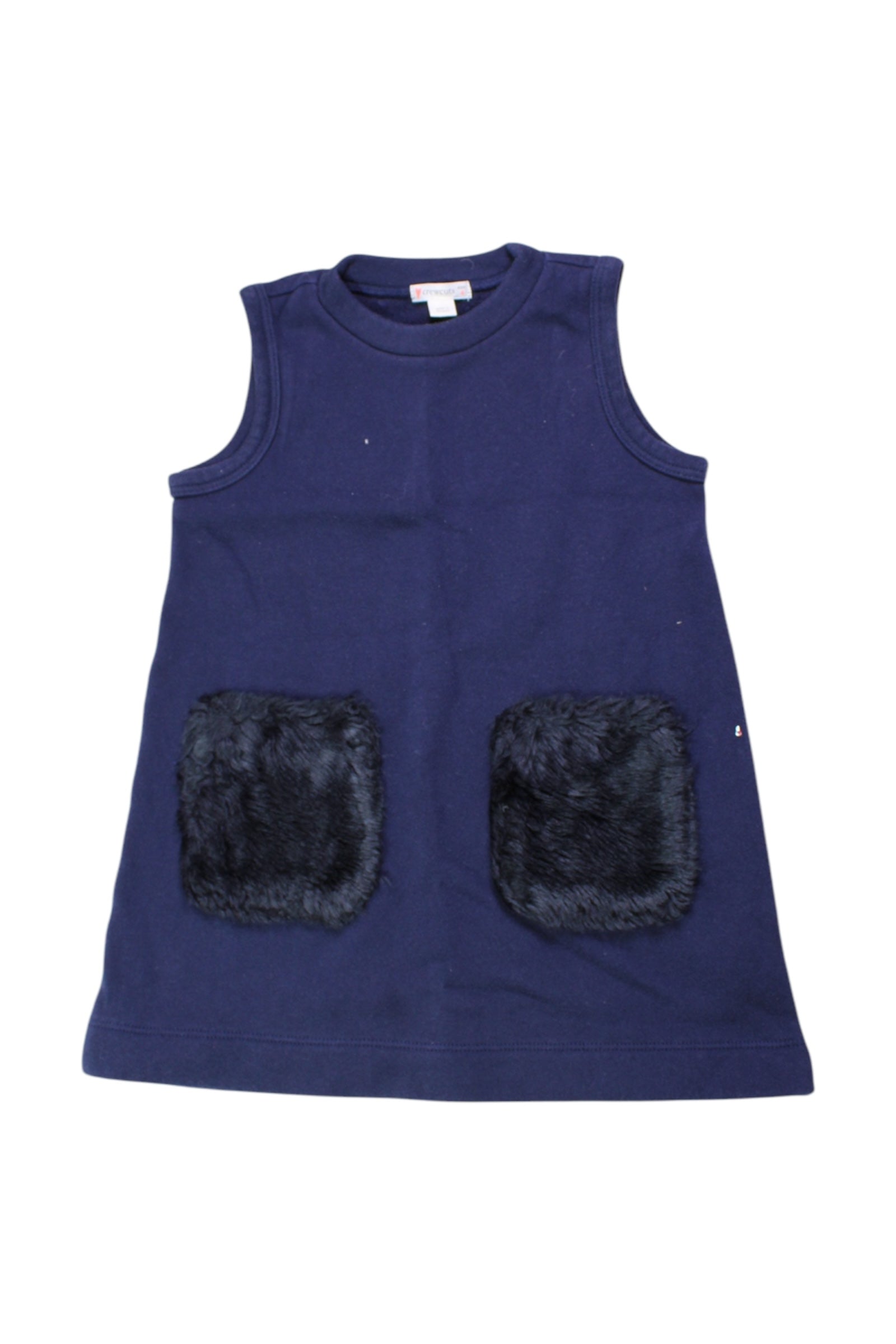 Crewcuts Sleeveless Dress With Faux Fur Pockets, 4T、mySite、g9winljtr