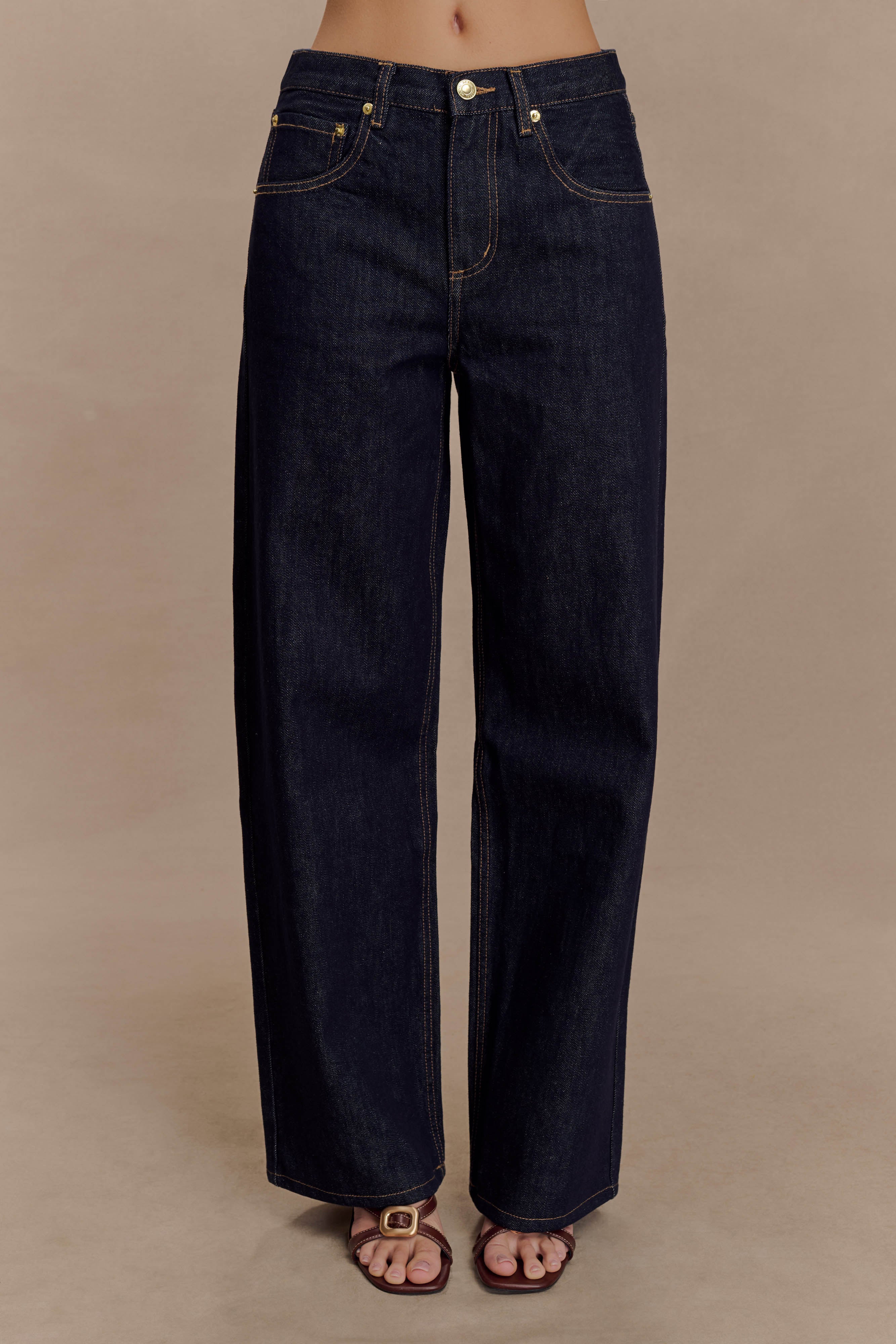 Mannon Mid Rise Denim Jeans - Washed Indigo Blue、mySite、solidvoid