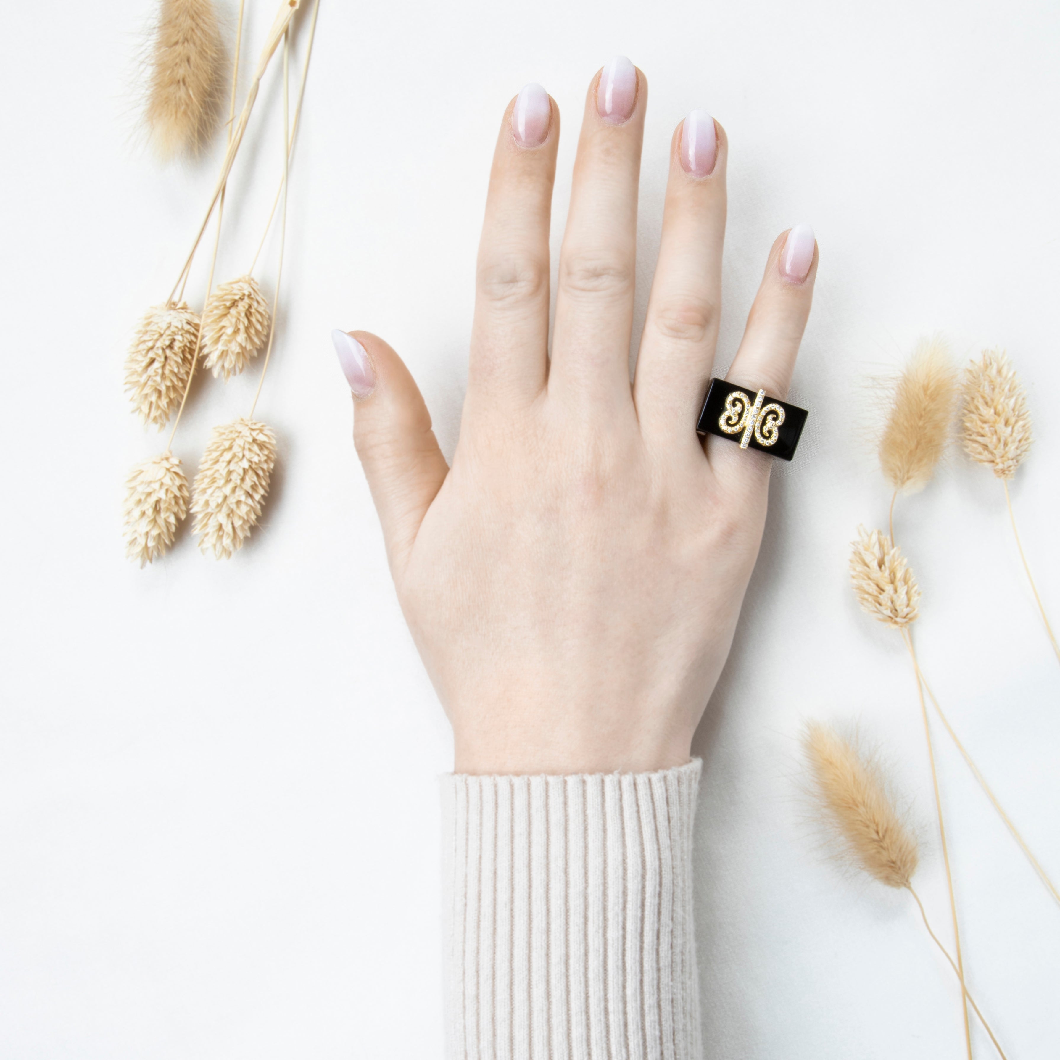 Vintage Henry Dunay 18k Yellow Gold Black Jade .496cttw Diamond Ring 6.75、mySite、hinf8tx79