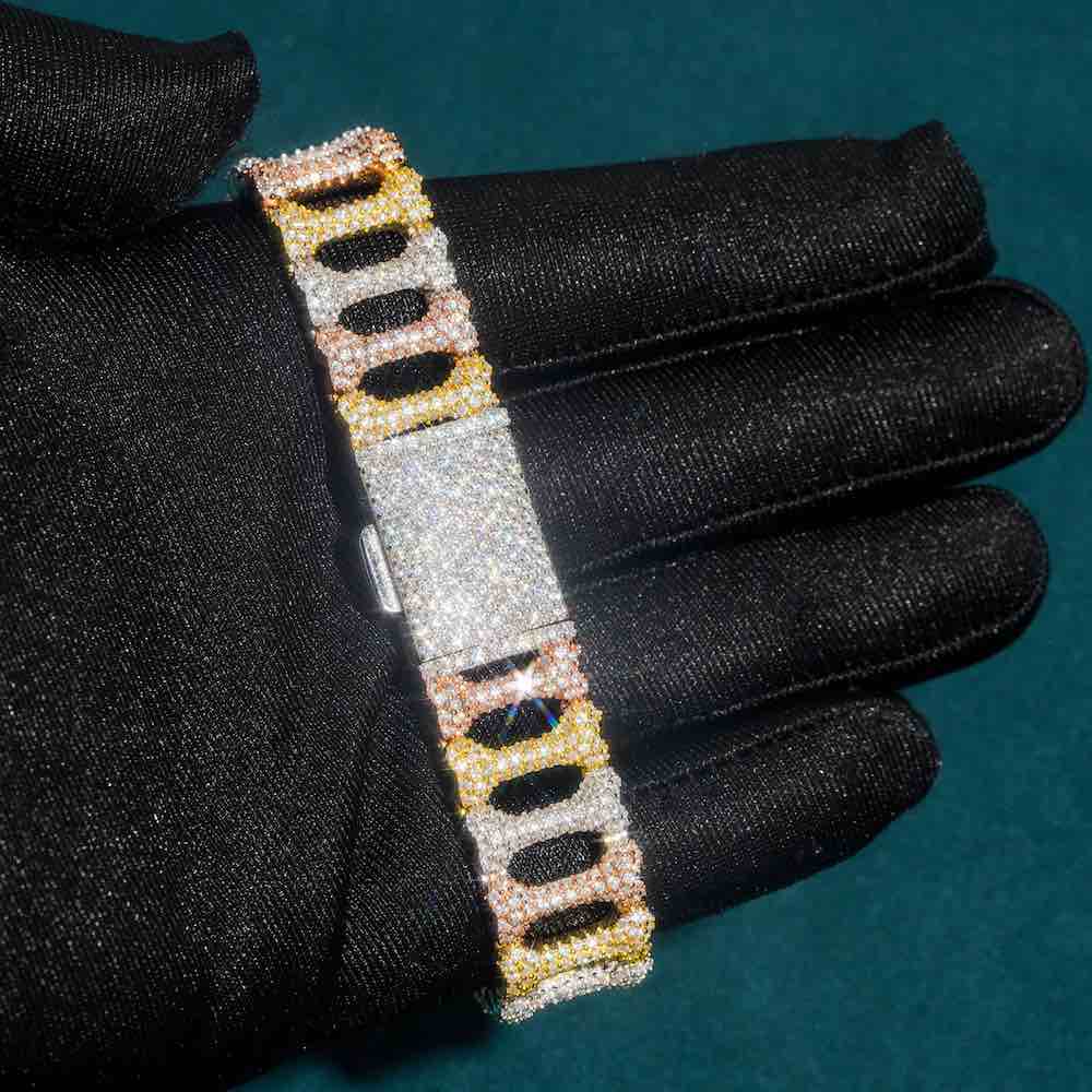 16MM Moissanite Bone Link Bracelet 14K Gold、mySite、hinf8tx79