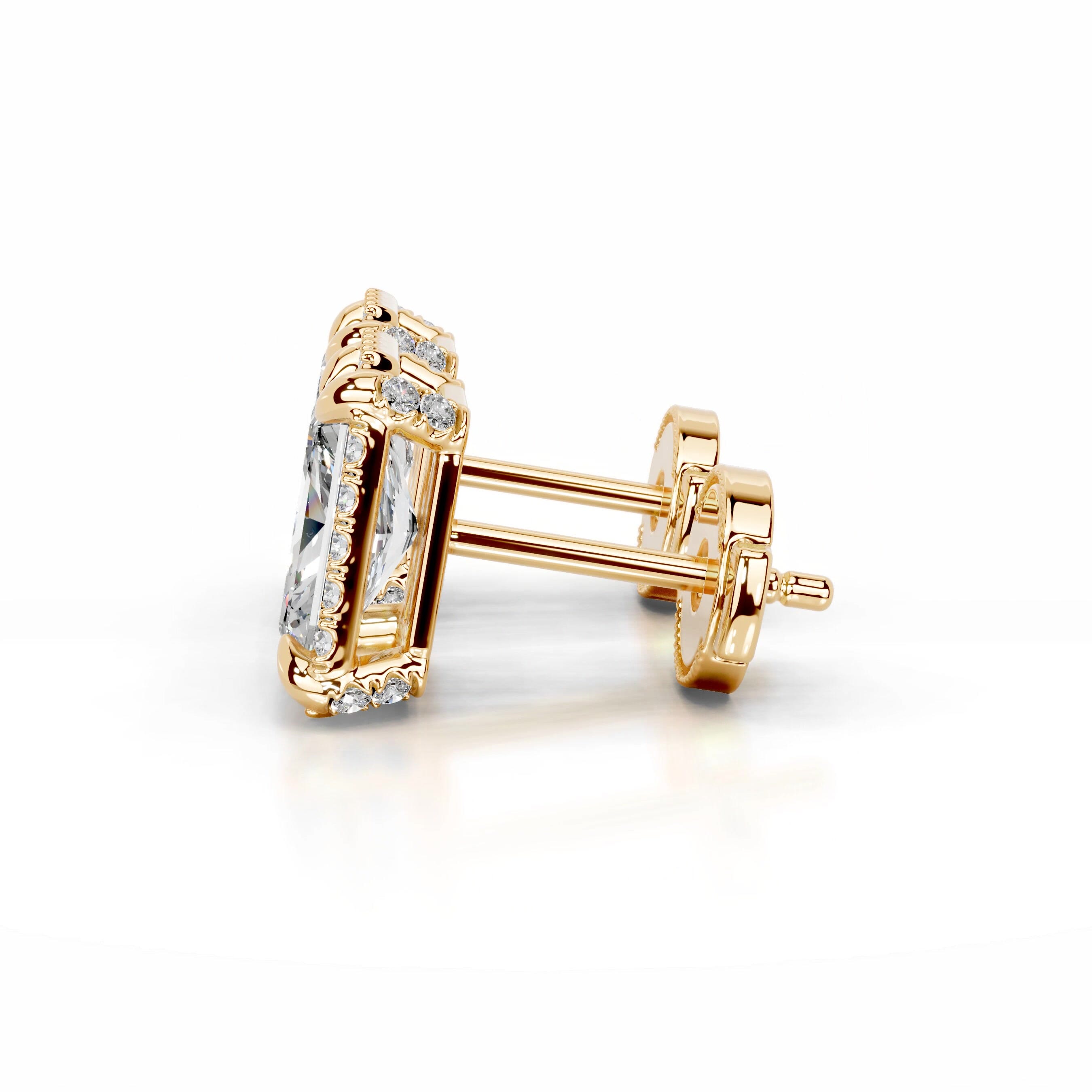 Ophelia Lab Grown Diamond Halo Earrings - 18K Yellow Gold、mySite、hinf8tx79