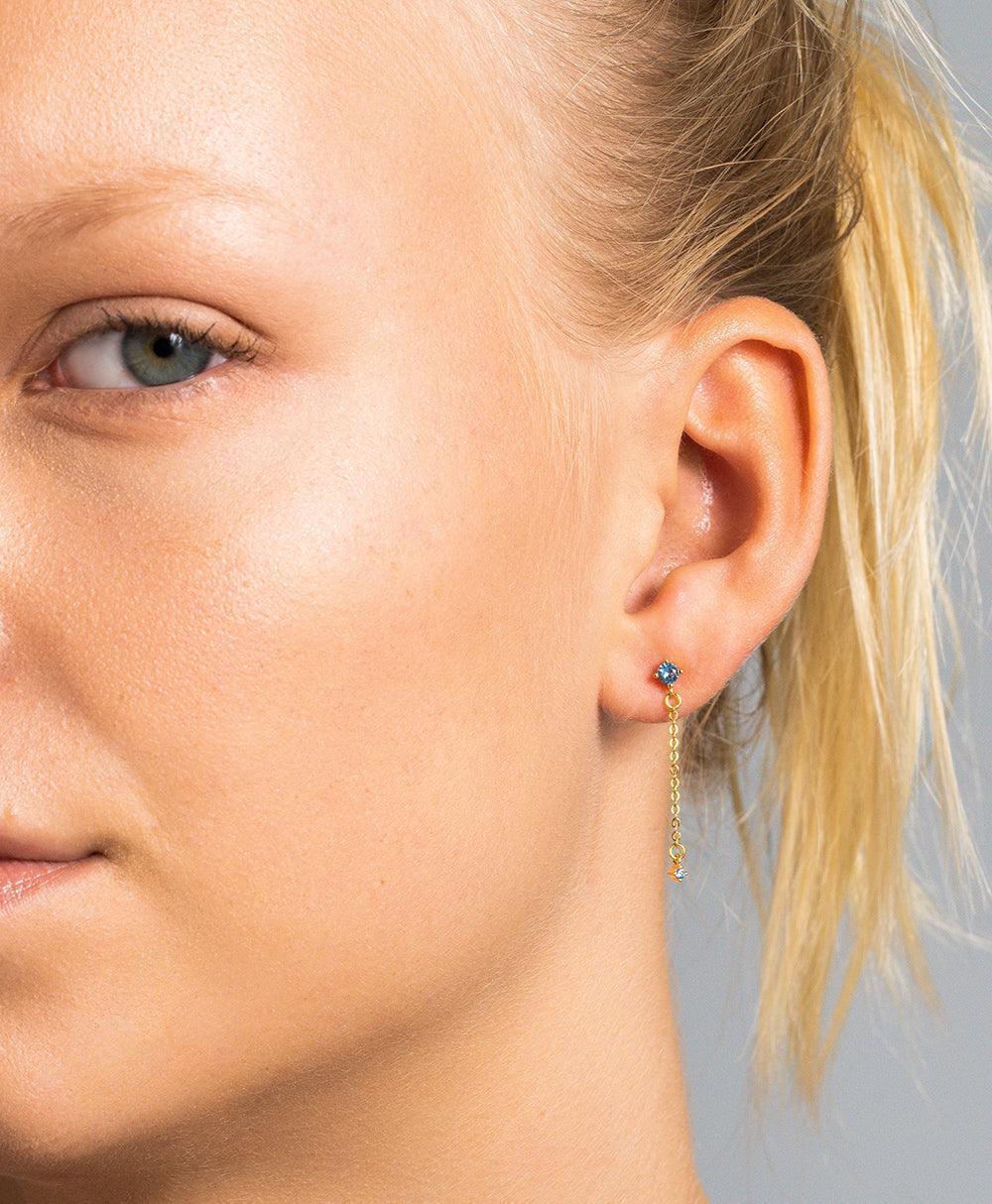  Rosa Earring Blue 18ct Gold Plated