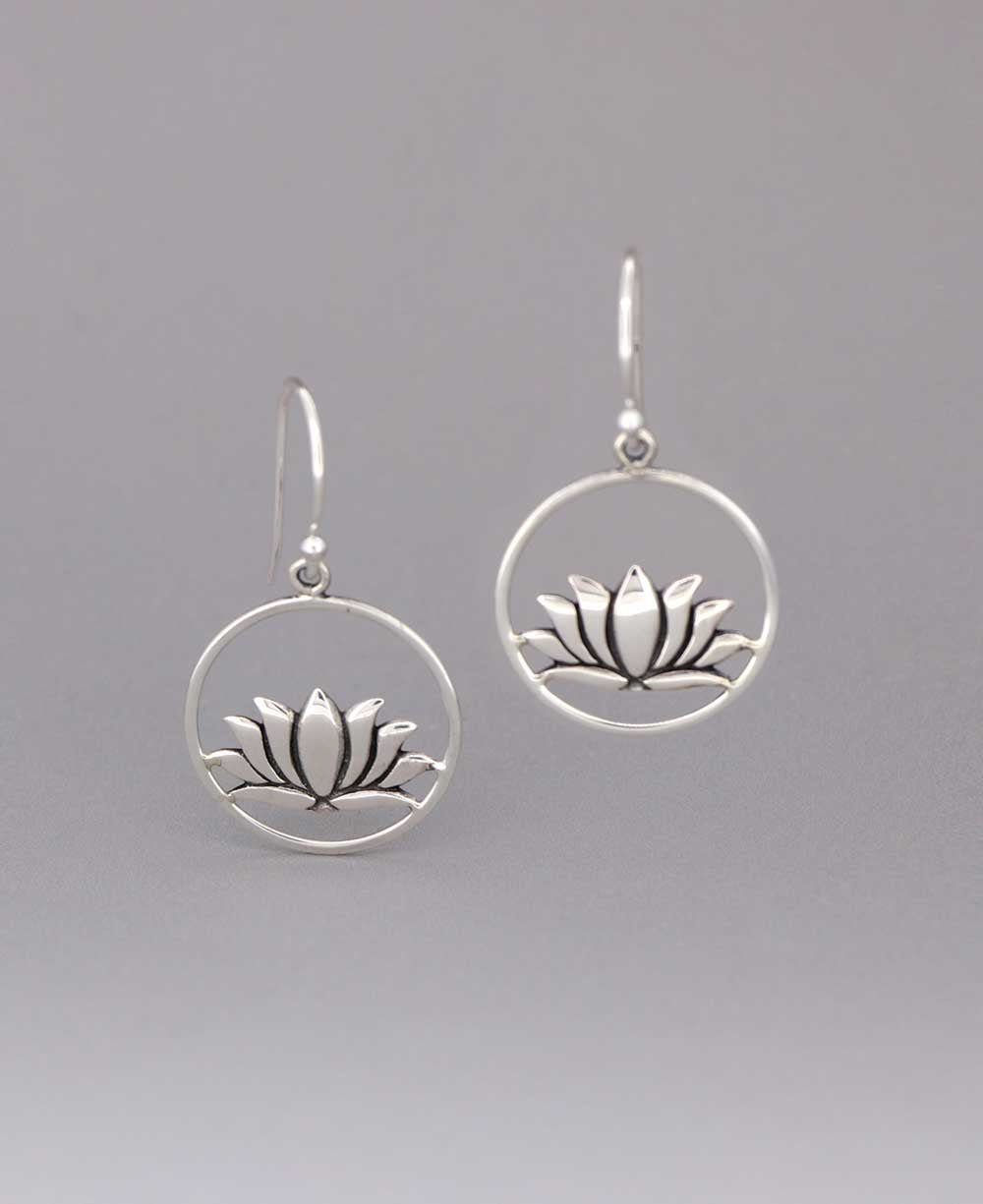 Sterling Silver Wire Frame Lotus Earrings、mySite、topwebapps