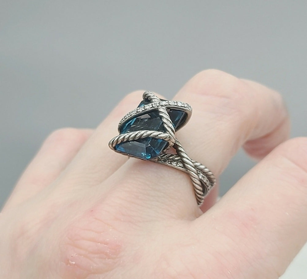 David Yurman Cable Wrap Ring 鈥?Blue Topaz & Diamonds、mySite、hinf8tx79