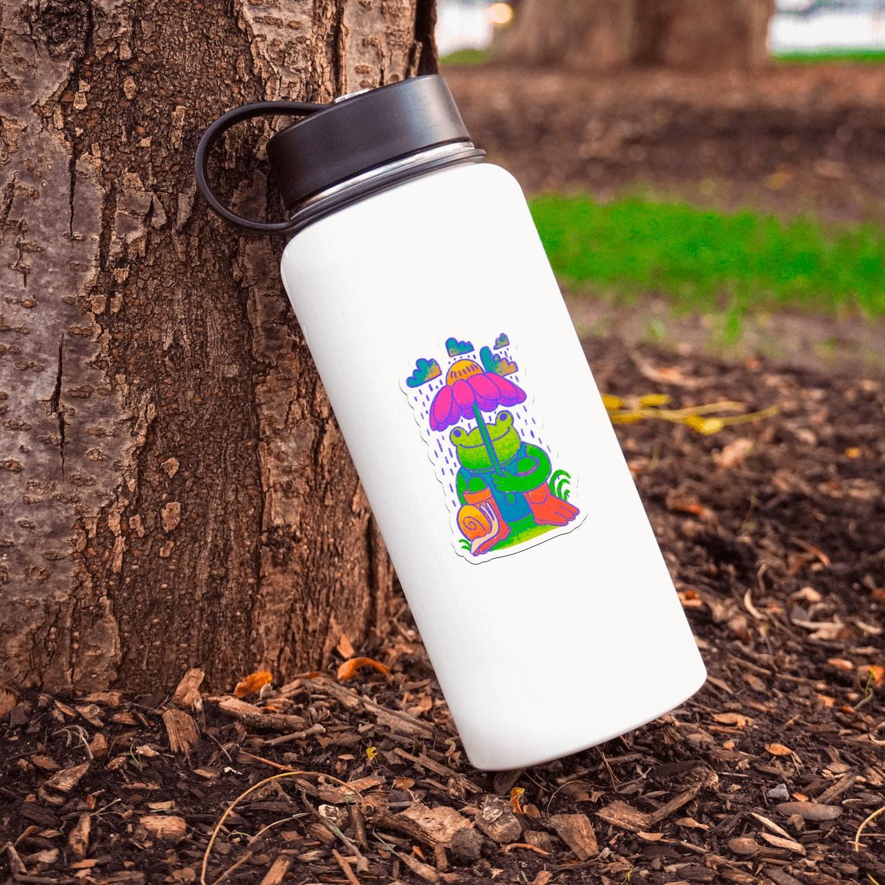  Frog Holding Umbrella Flower Sticker、mySite、elrpsem3k