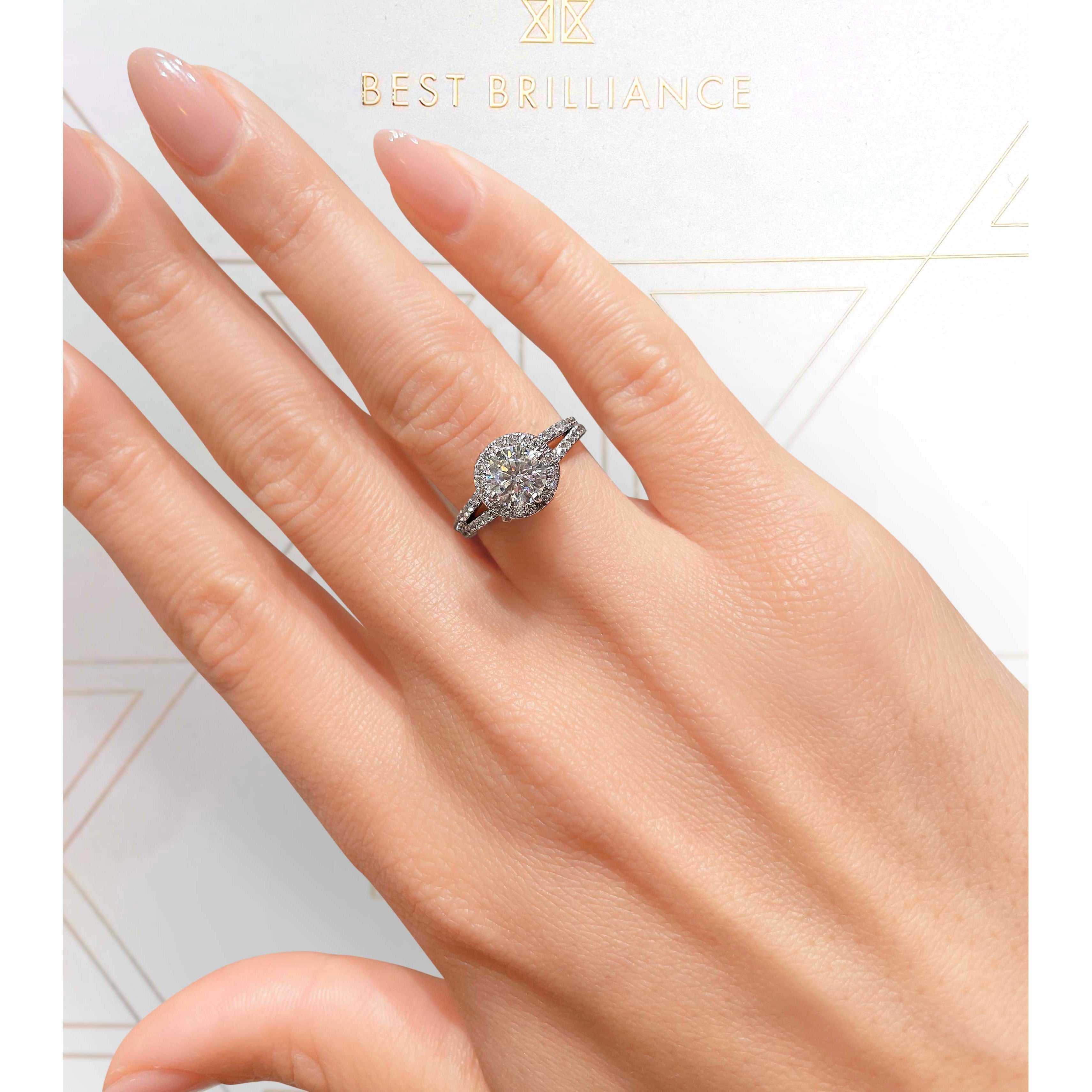 Hazel Moissanite & Diamond Ring -14K White Gold、mySite、hinf8tx79