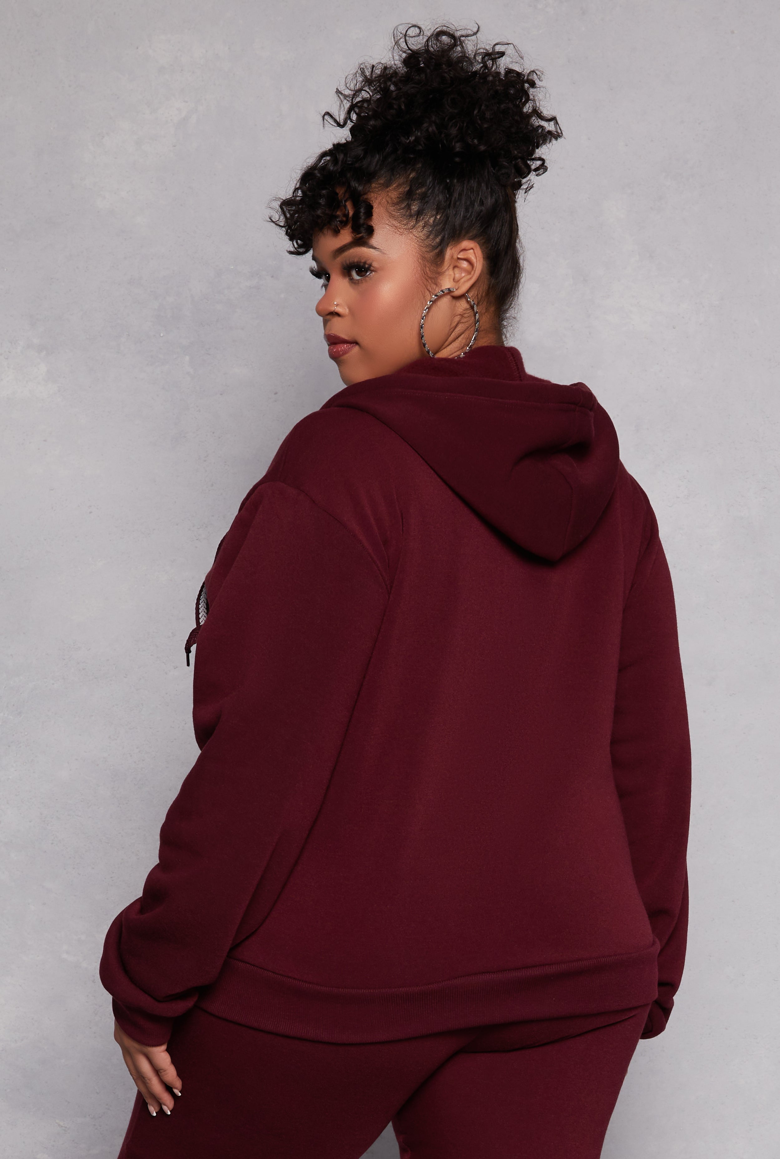 Plus Size Zip Front Hooded Sweatshirt、mySite、camillekostekn