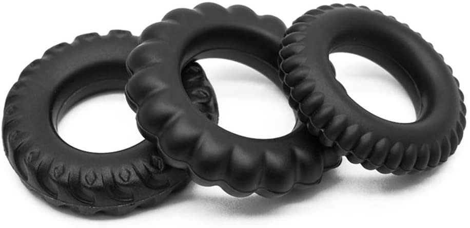 3 Piece Tyre Cock Ring Set | Black | Stretchy | Strong Erection、mySite、bottomscart