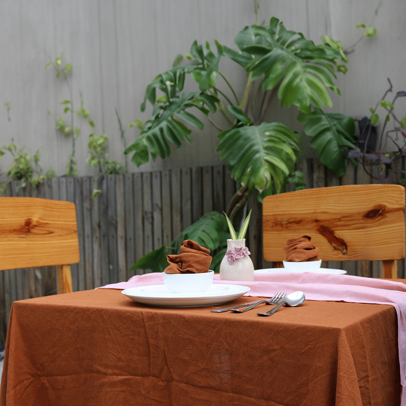 Pure Linen Table Cover | Cinnamon Brown、mySite、camillekostekn