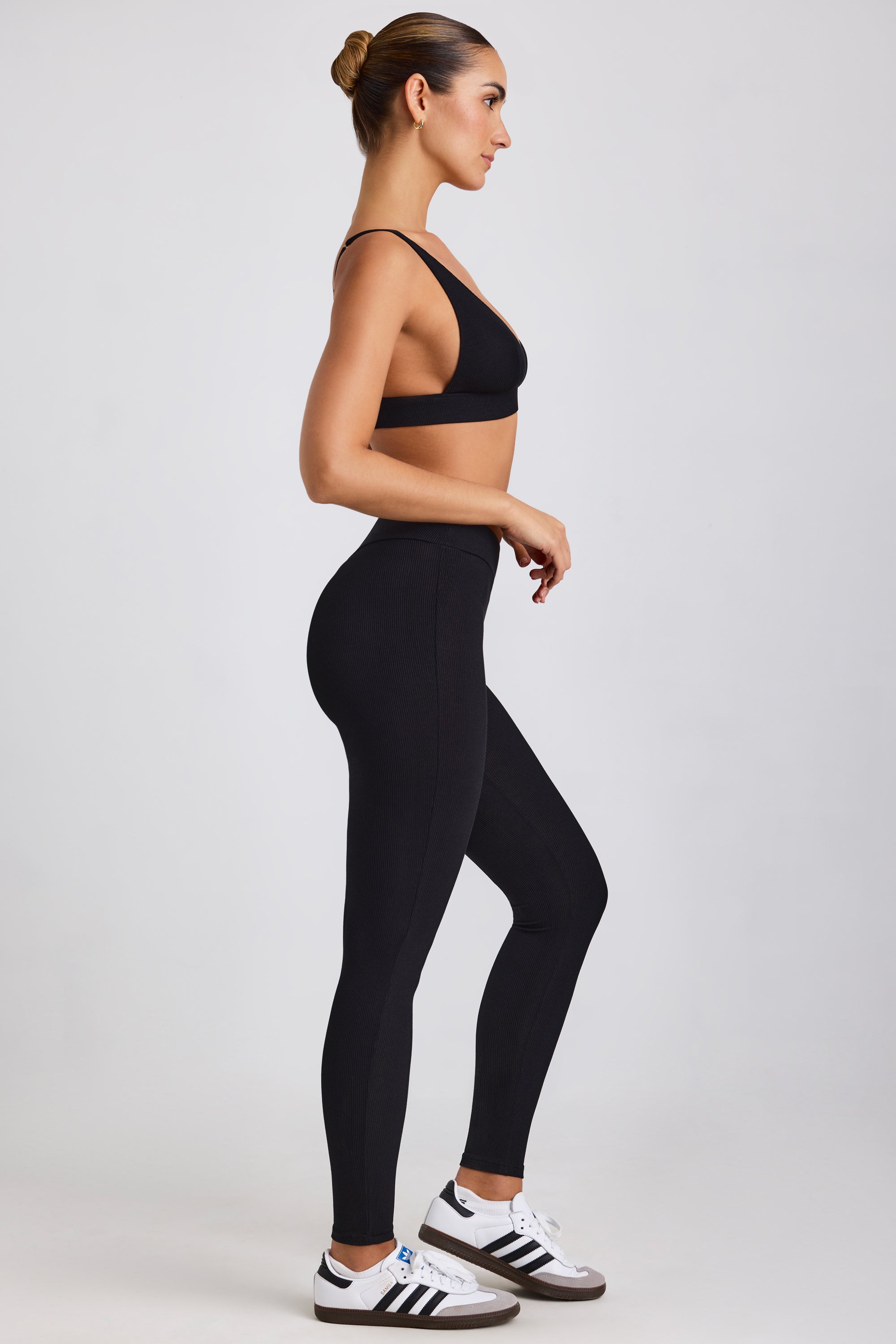 Ribbed Modal High Waist Leggings in Black、mySite、solidvoid